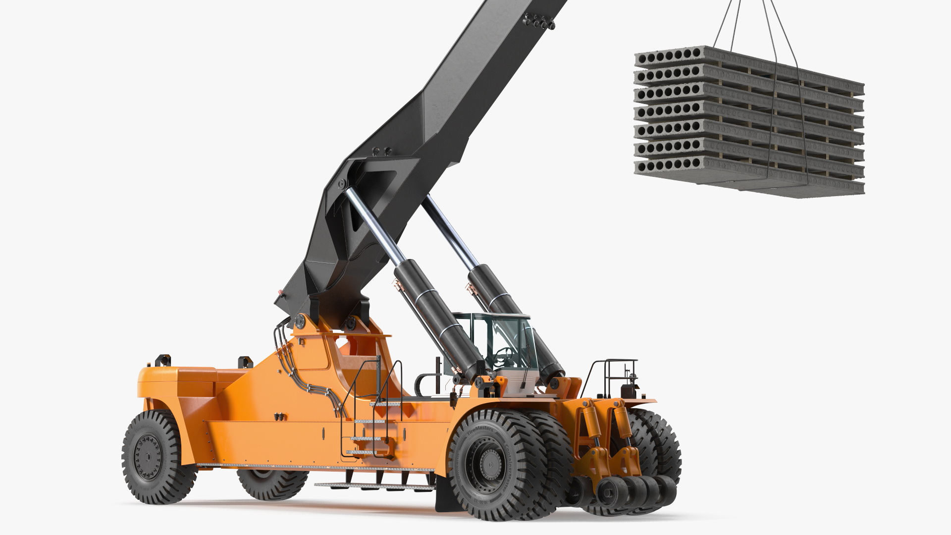3D Reachstacker Lifts Concrete Slabs model
