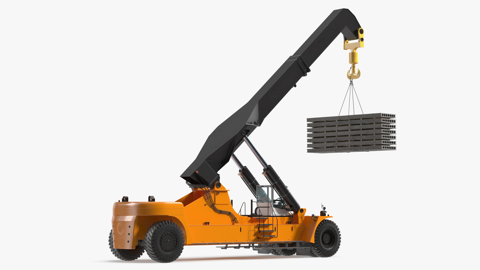 3D Reachstacker Lifts Concrete Slabs model