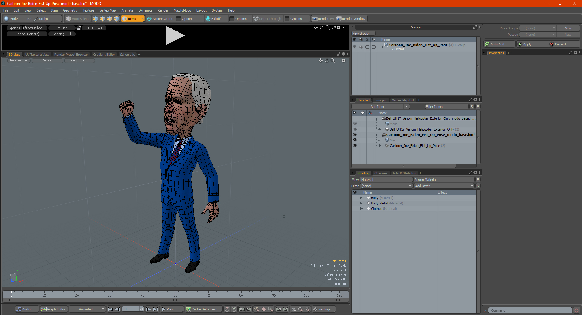 3D model Cartoon Joe Biden Fist Up Pose
