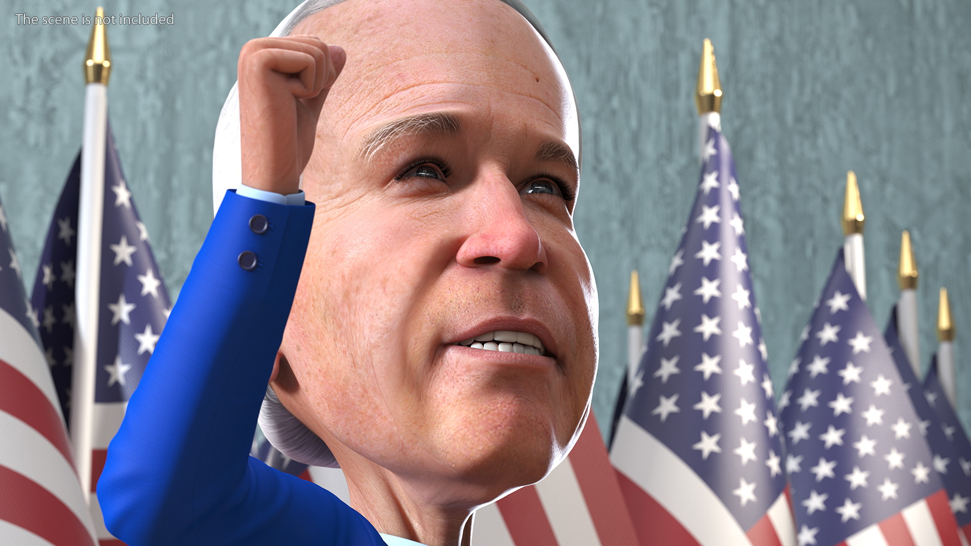 3D model Cartoon Joe Biden Fist Up Pose