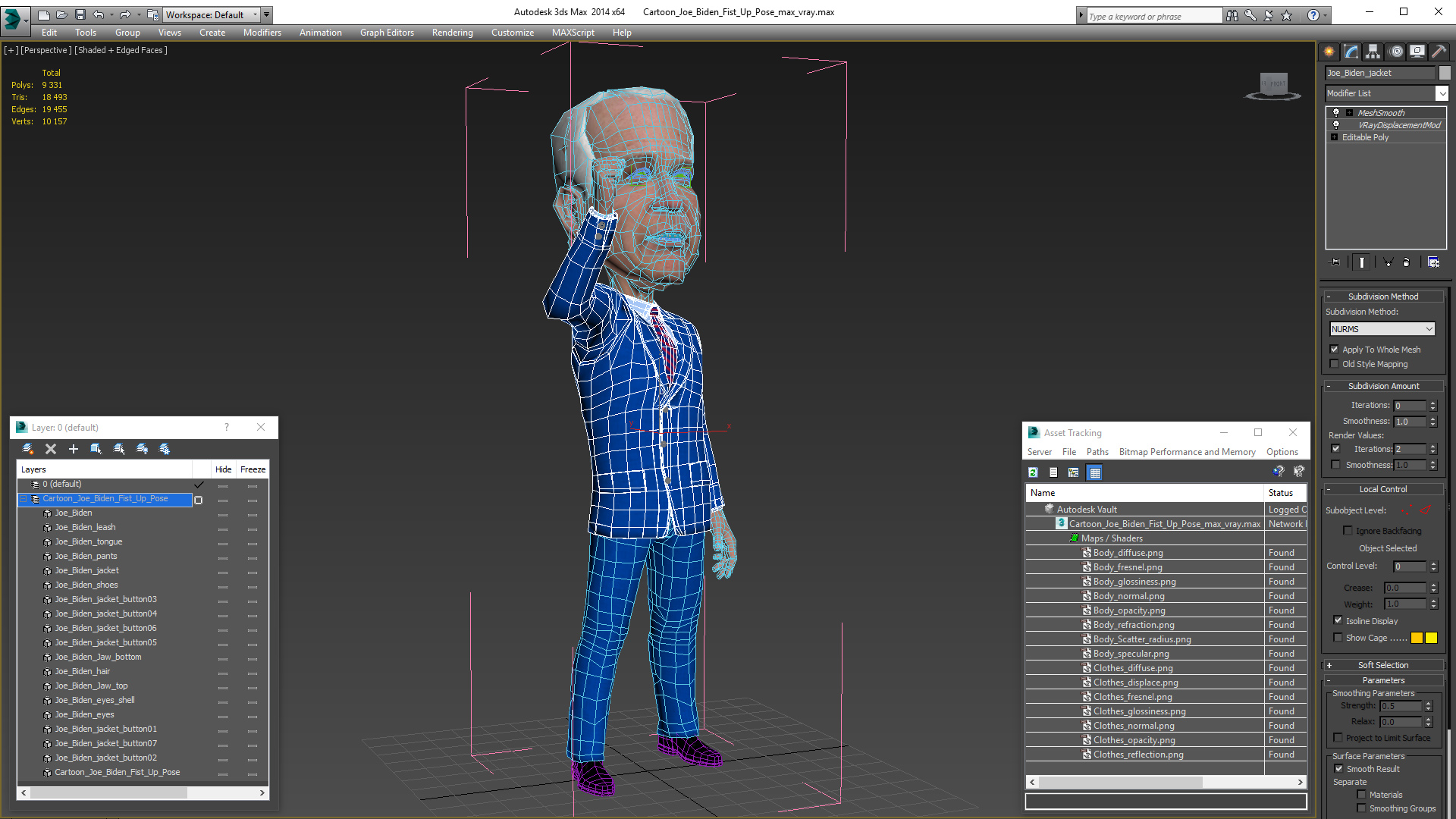 3D model Cartoon Joe Biden Fist Up Pose