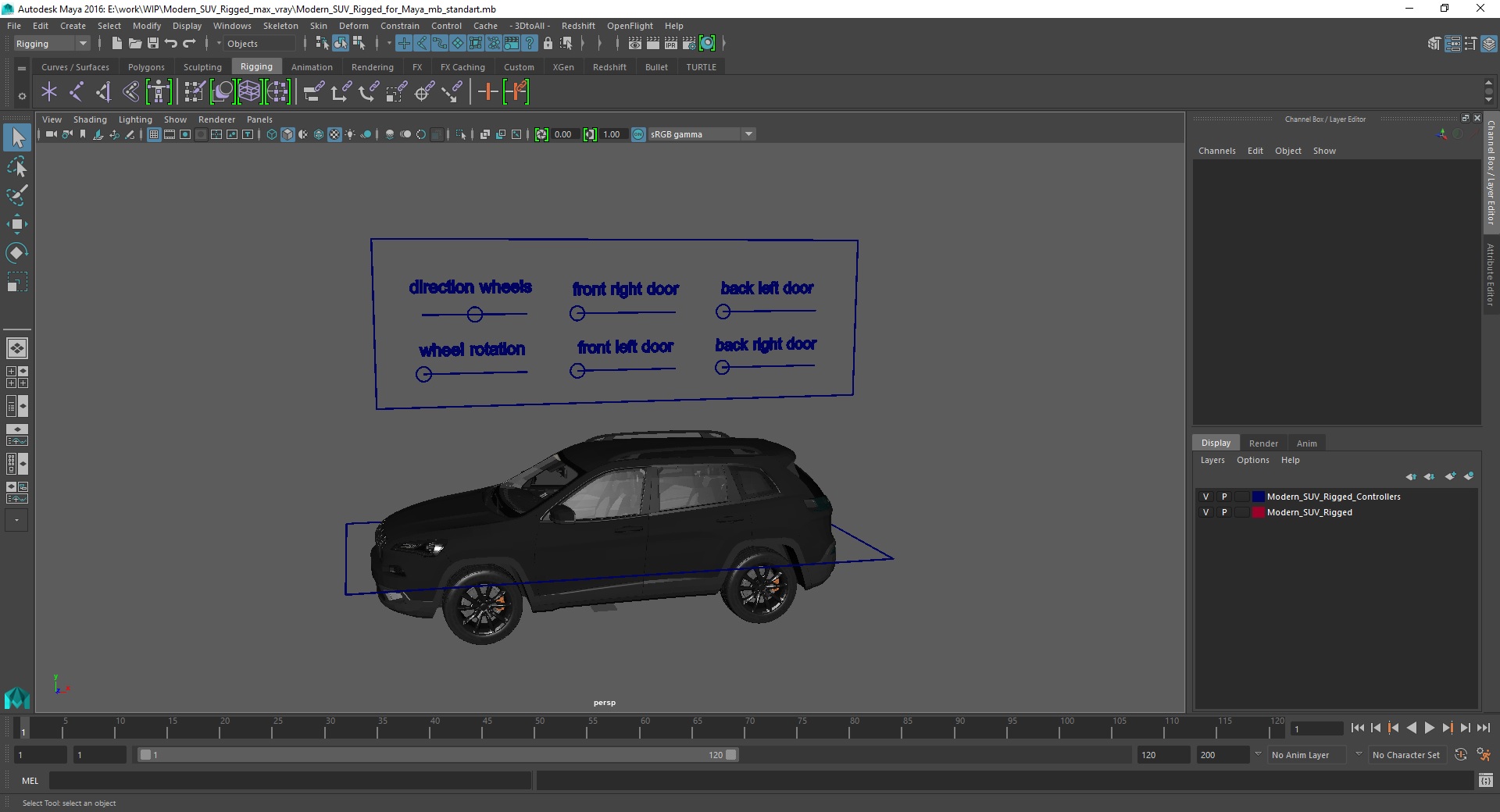 3D Modern SUV Rigged for Maya