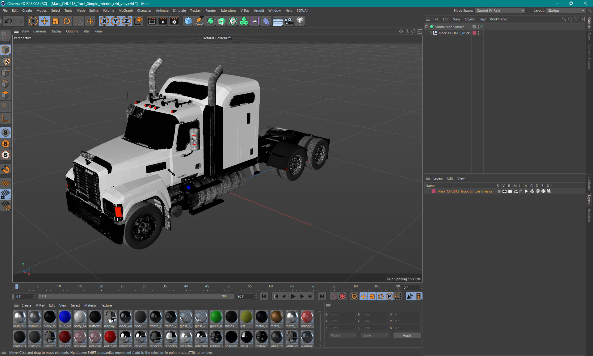 3D Mack CHU613 Truck Simple Interior model