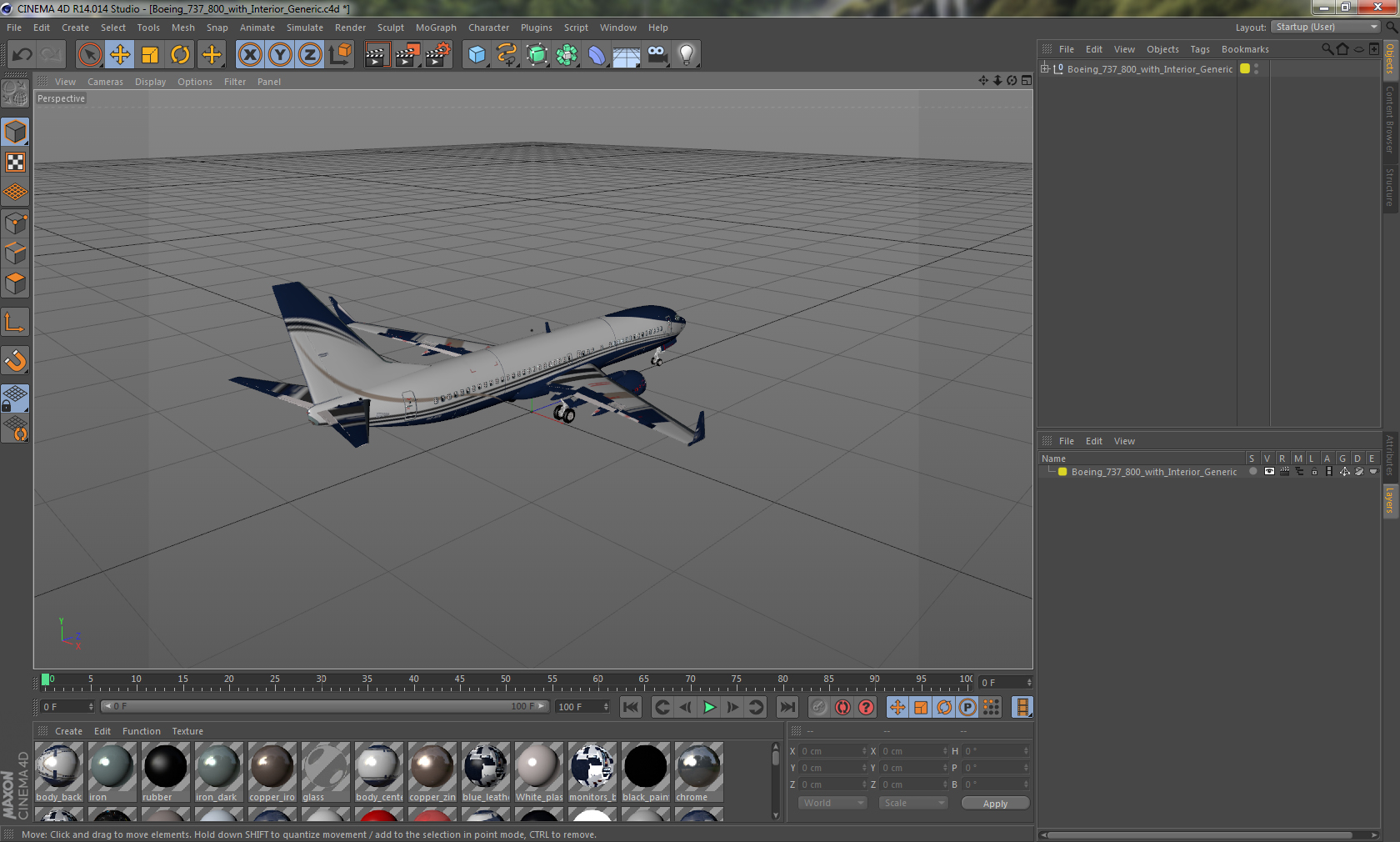 3D Boeing 737 800 with Interior Generic