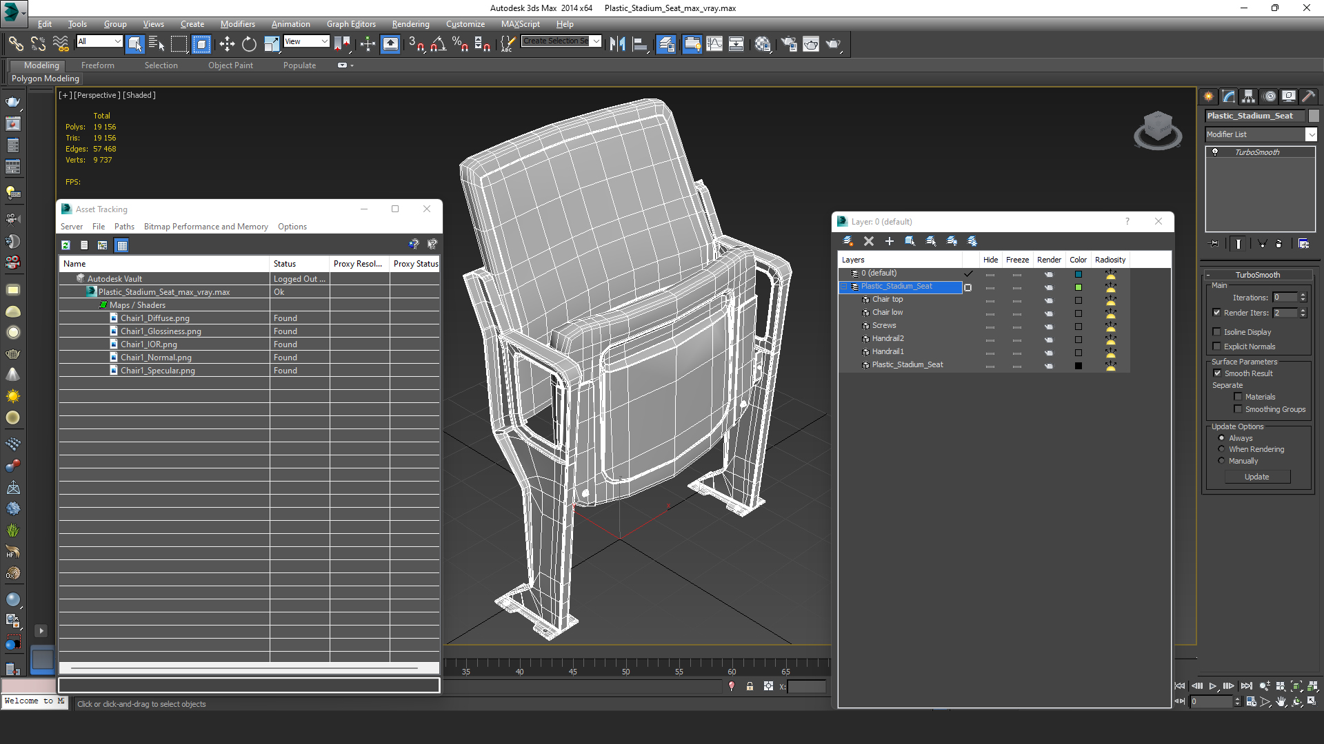 3D model Plastic Stadium Seat