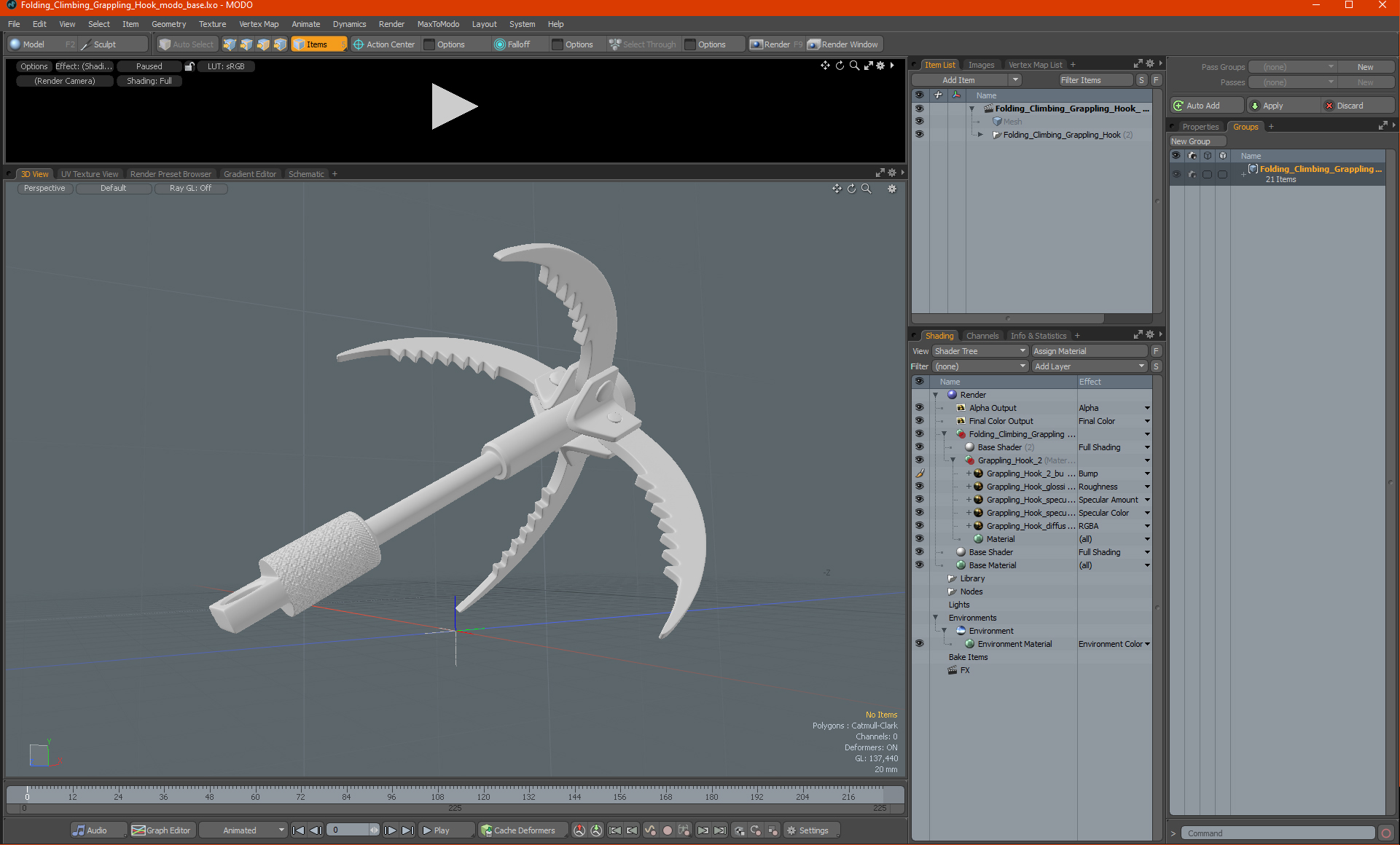 3D Folding Climbing Grappling Hook