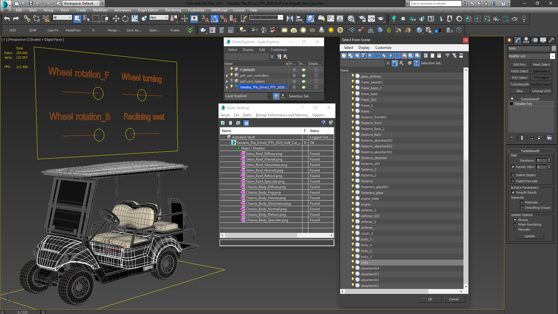 Yamaha The Drive2 PTV 2020 Golf Car Rigged 3D
