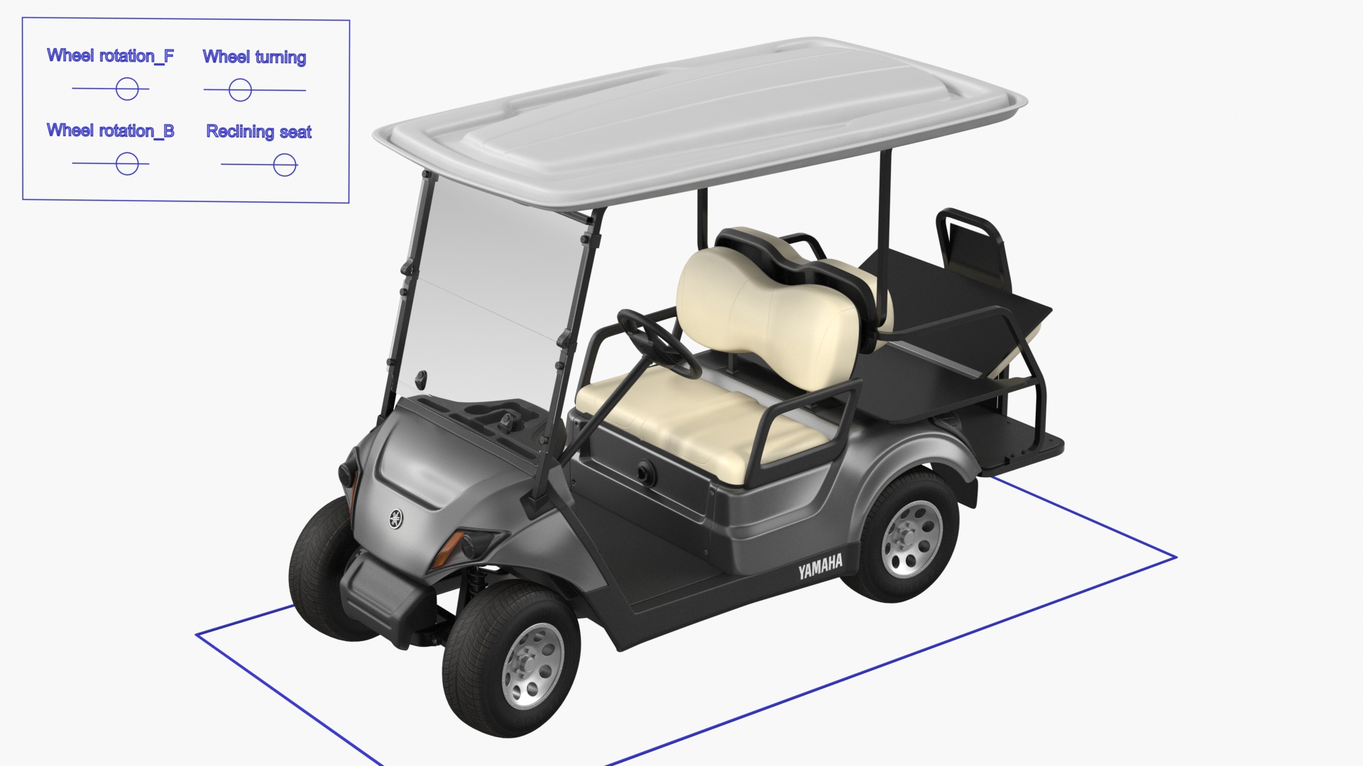 Yamaha The Drive2 PTV 2020 Golf Car Rigged 3D