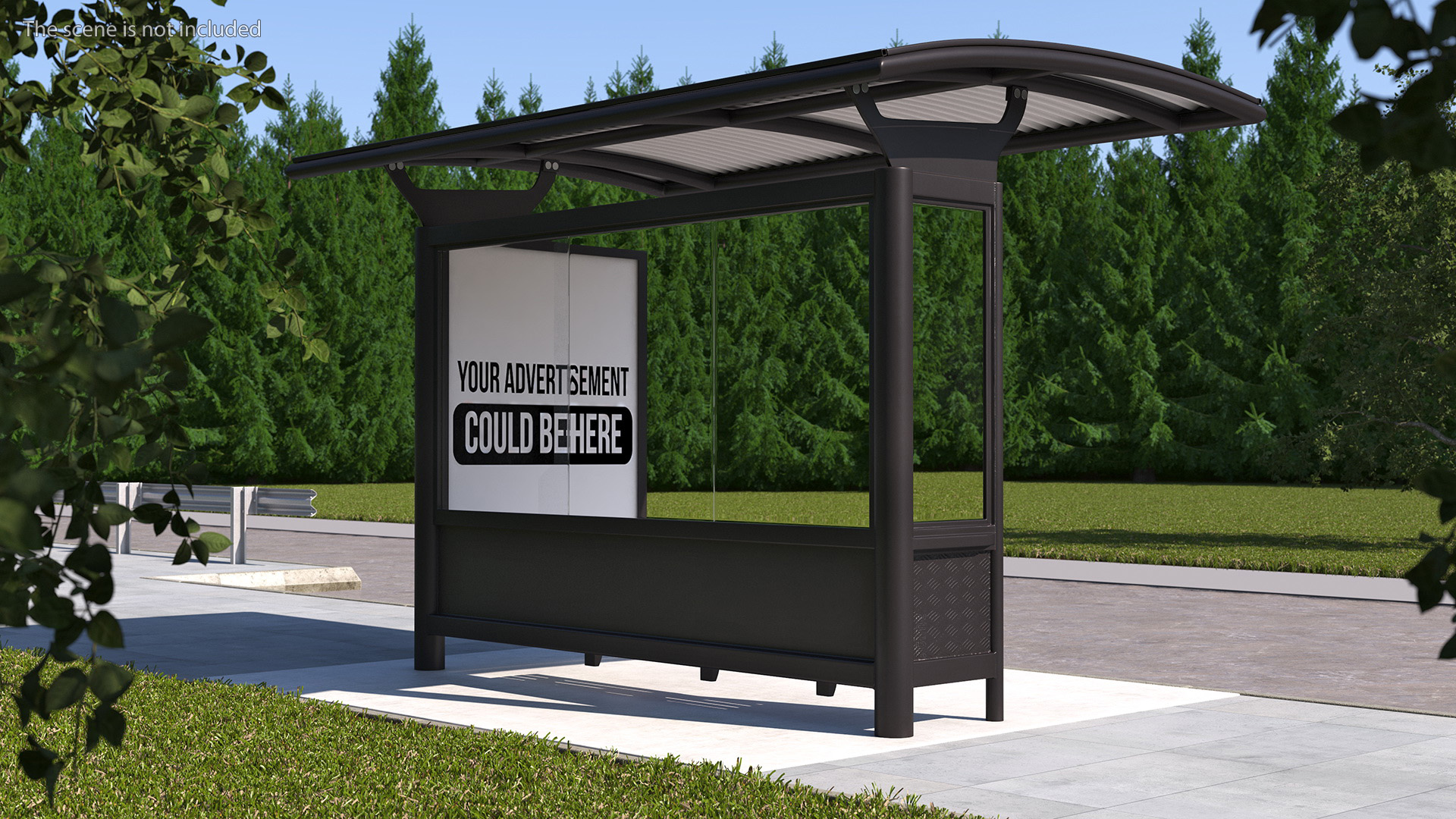 3D Bus Stop with Advertisement Board Black New model