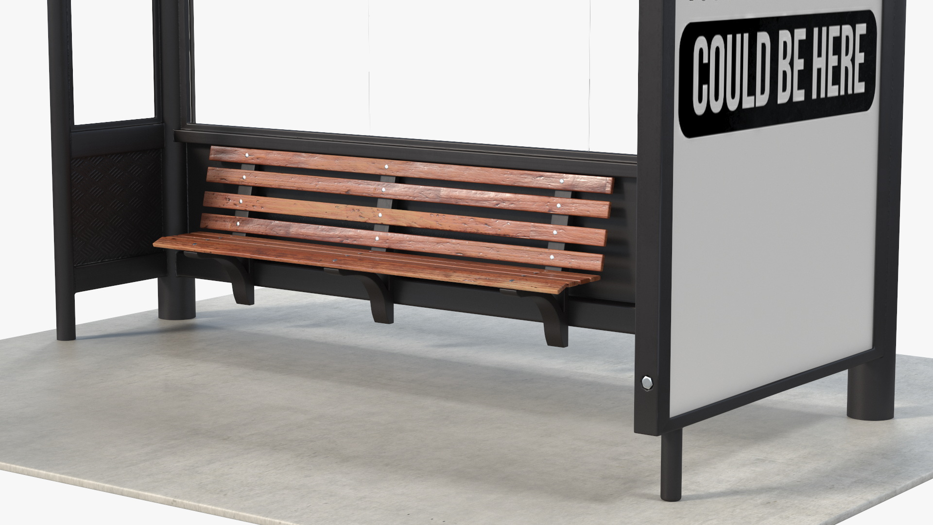 3D Bus Stop with Advertisement Board Black New model