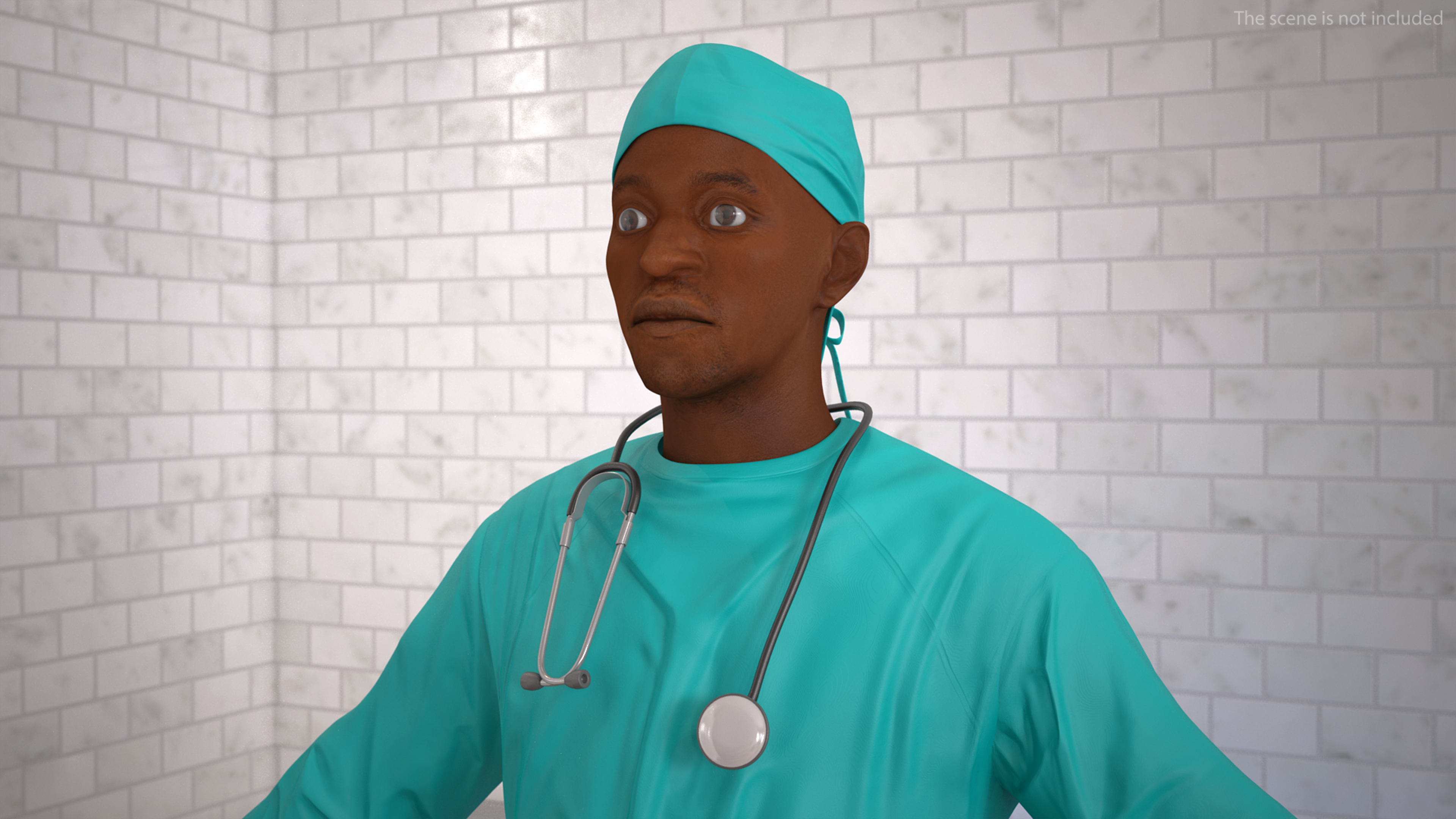 3D African Black Male Doctor Rigged for Cinema 4D