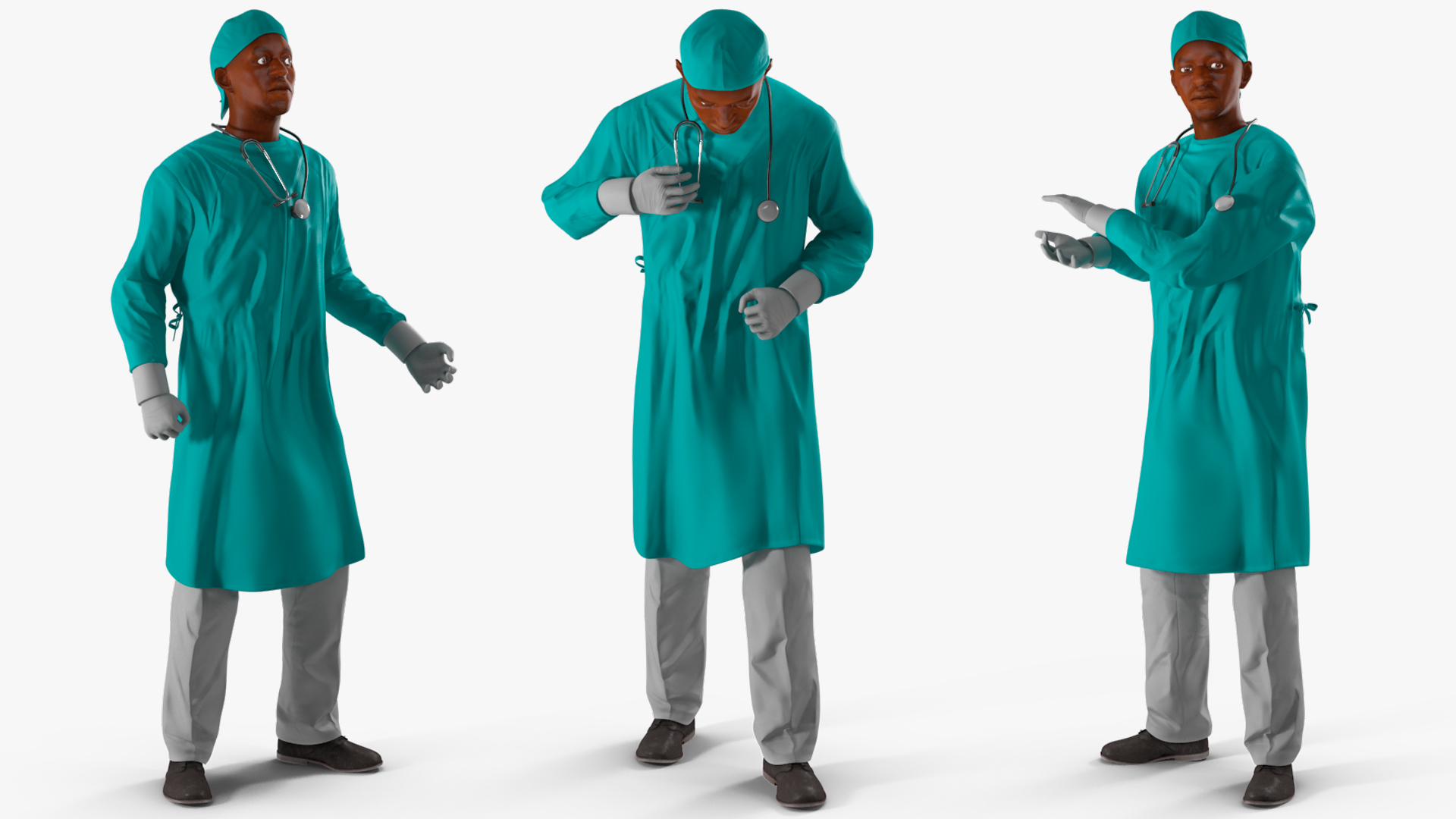 3D African Black Male Doctor Rigged for Cinema 4D