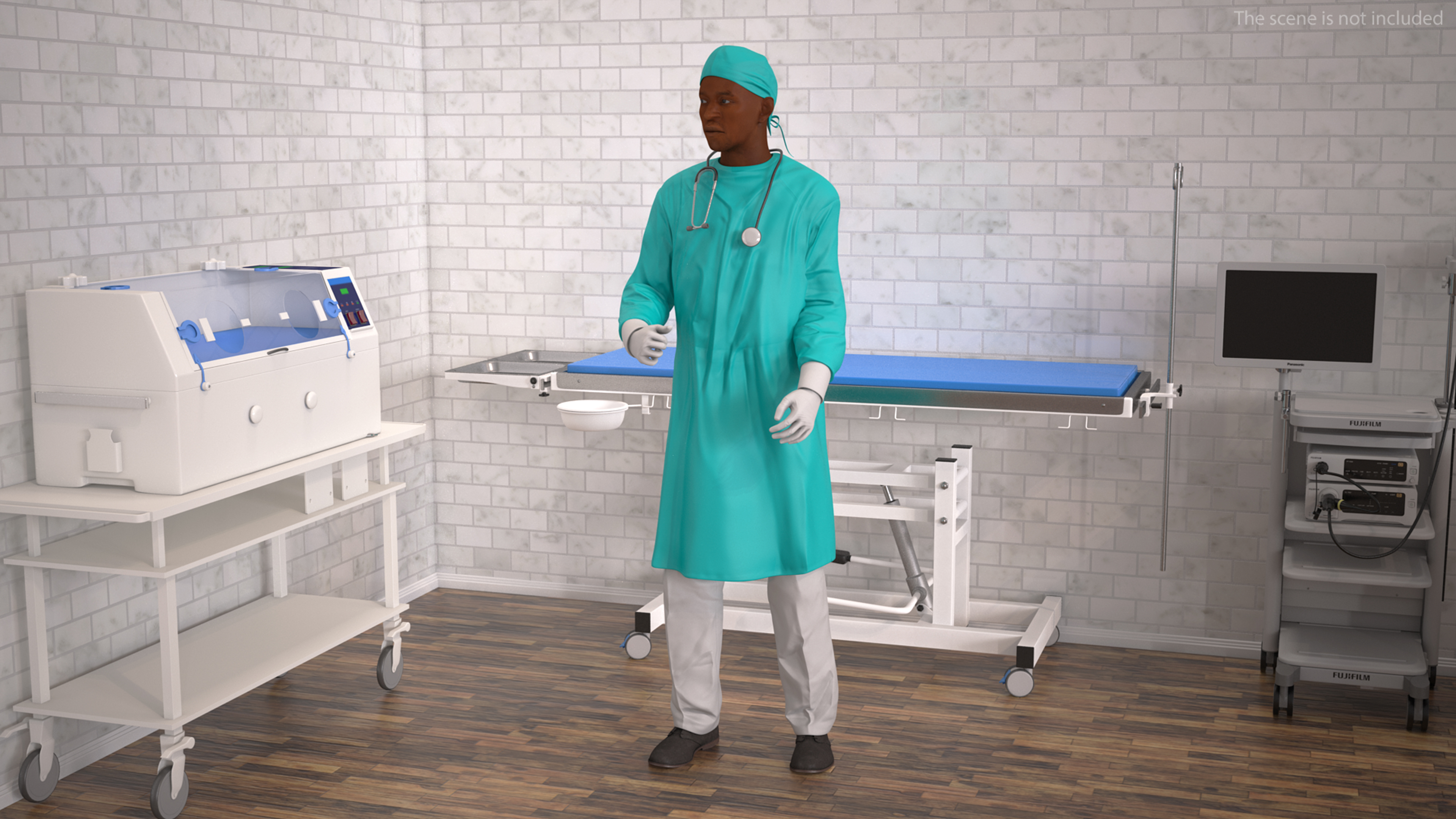 3D African Black Male Doctor Rigged for Cinema 4D