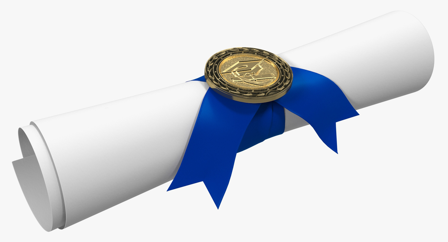 3D Graduation Cap with Degree Scroll model