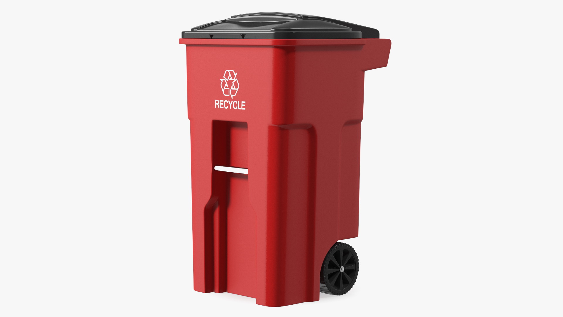 Red Plastic Wheeled Kitchen Trash Can 3D