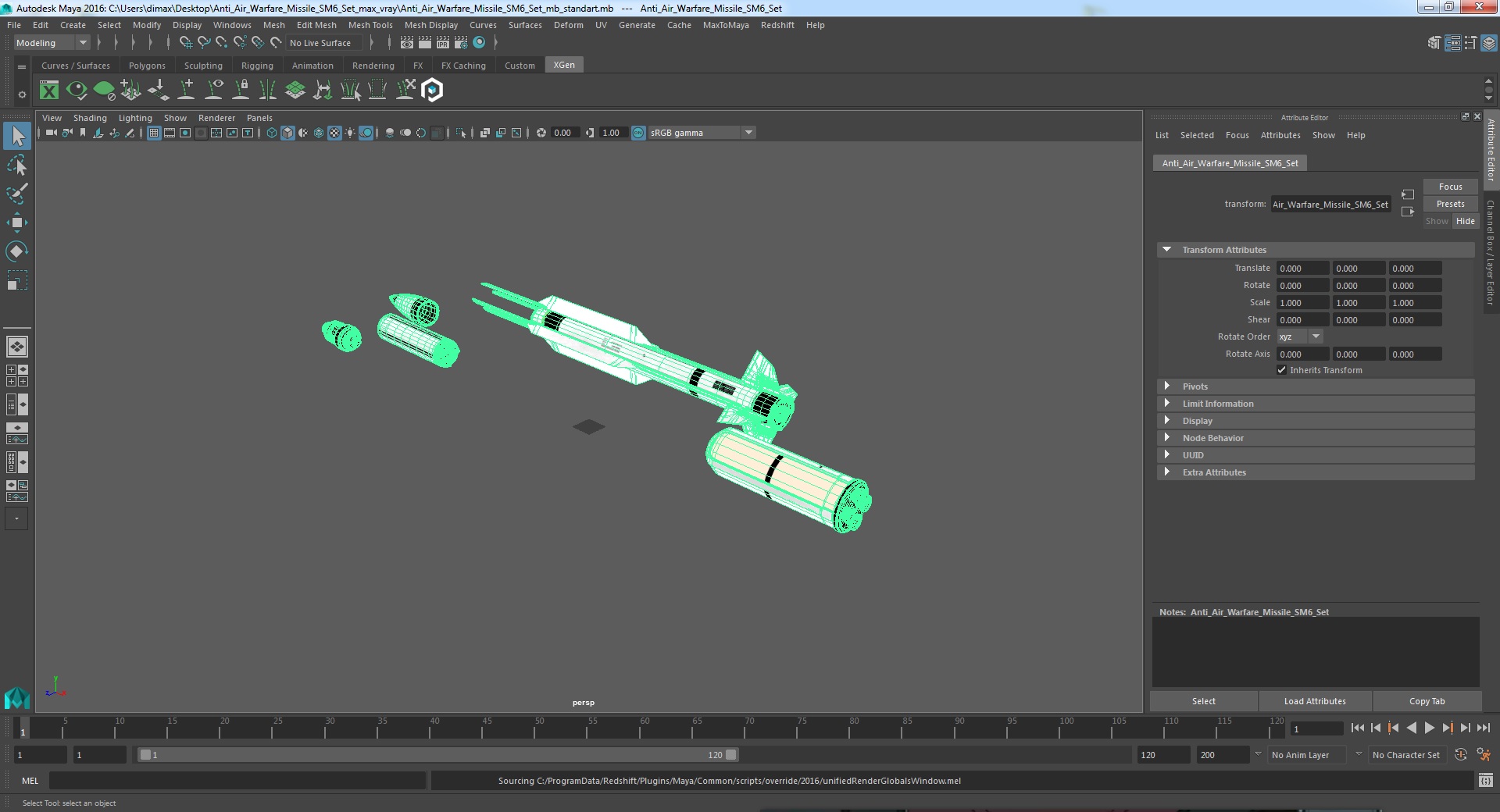 Anti Air Warfare Missile SM6 Set 3D