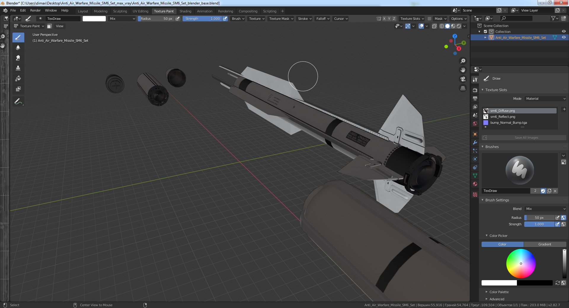 Anti Air Warfare Missile SM6 Set 3D