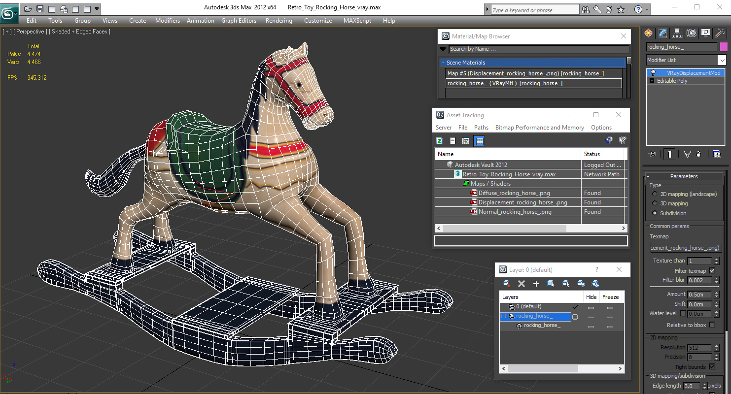 3D Retro Toy Rocking Horse model