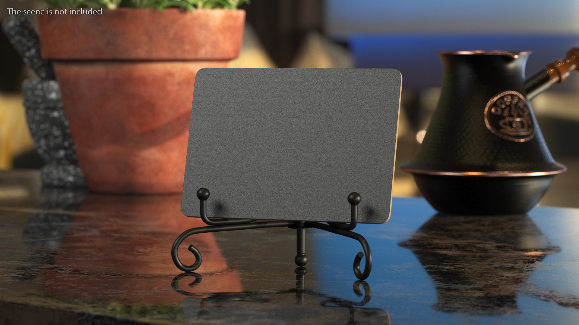 Wooden Chalkboard on Metal Stand 3D