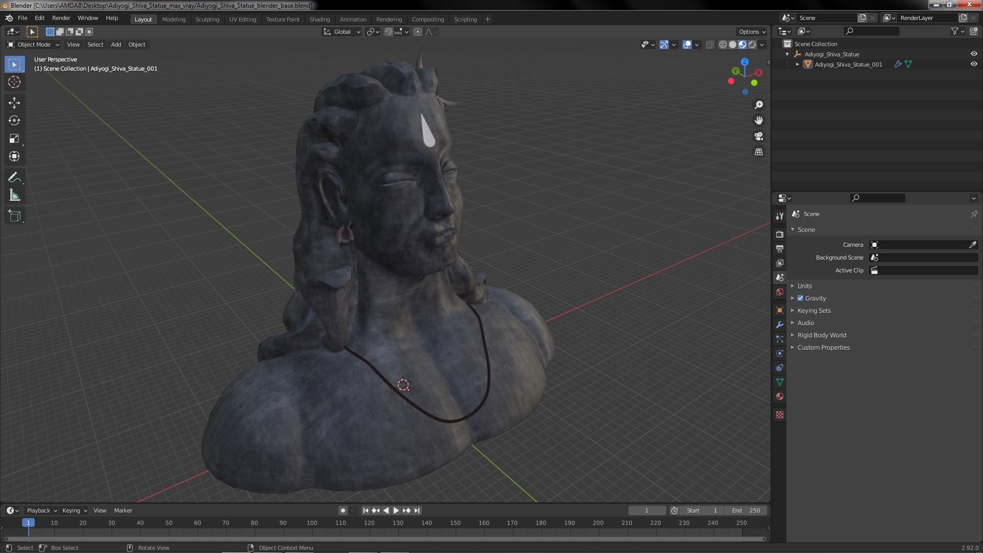 3D Adiyogi Shiva Statue for 3D Print model