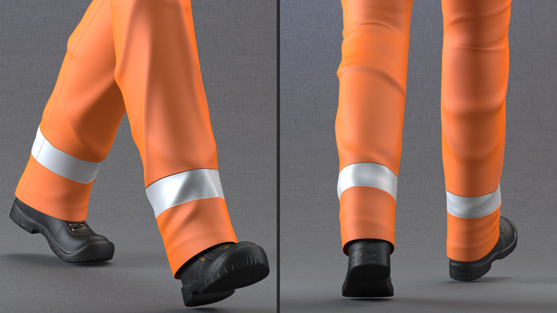 3D Light Skin Black Road Construction Worker