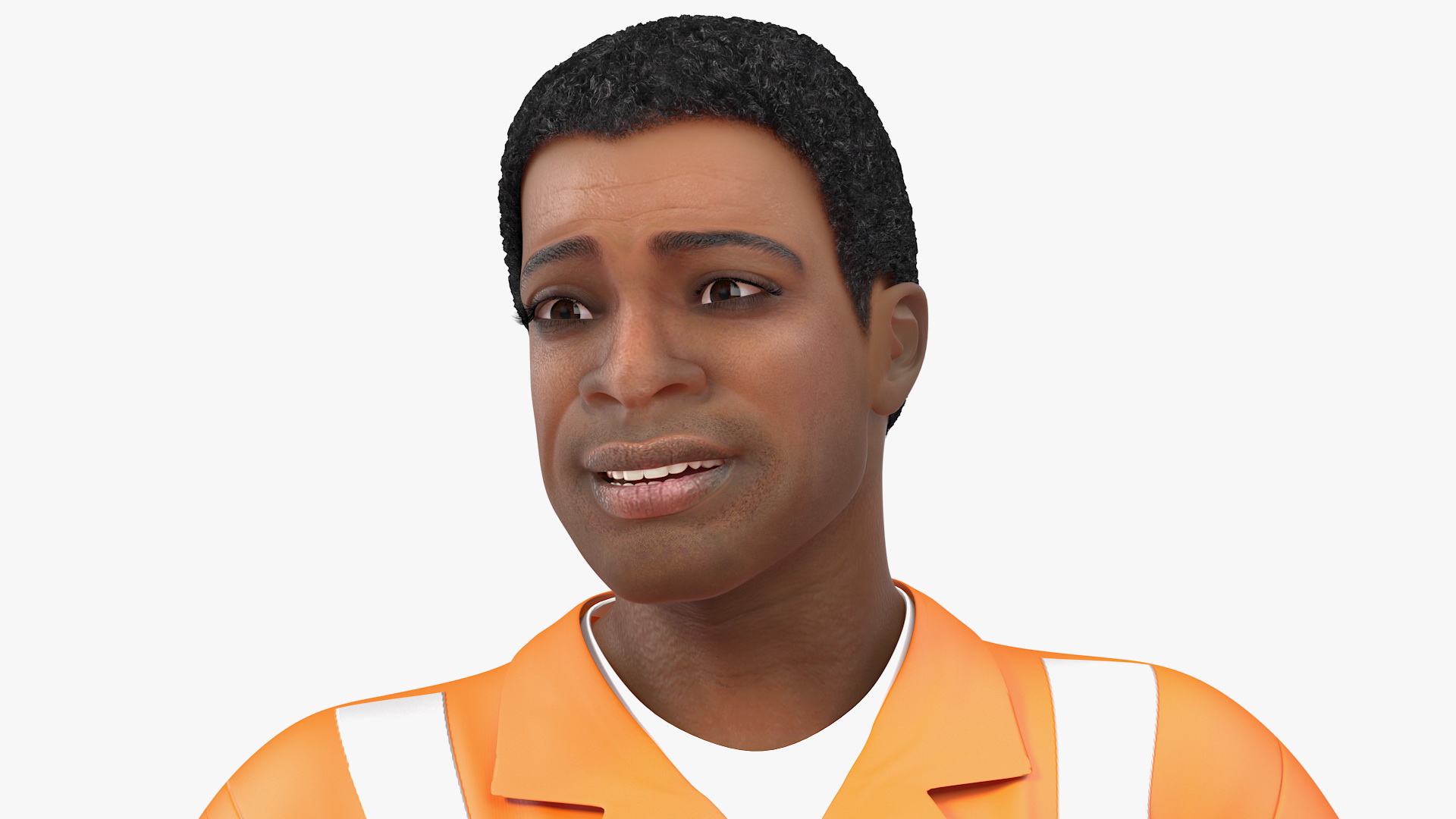 3D Light Skin Black Road Construction Worker