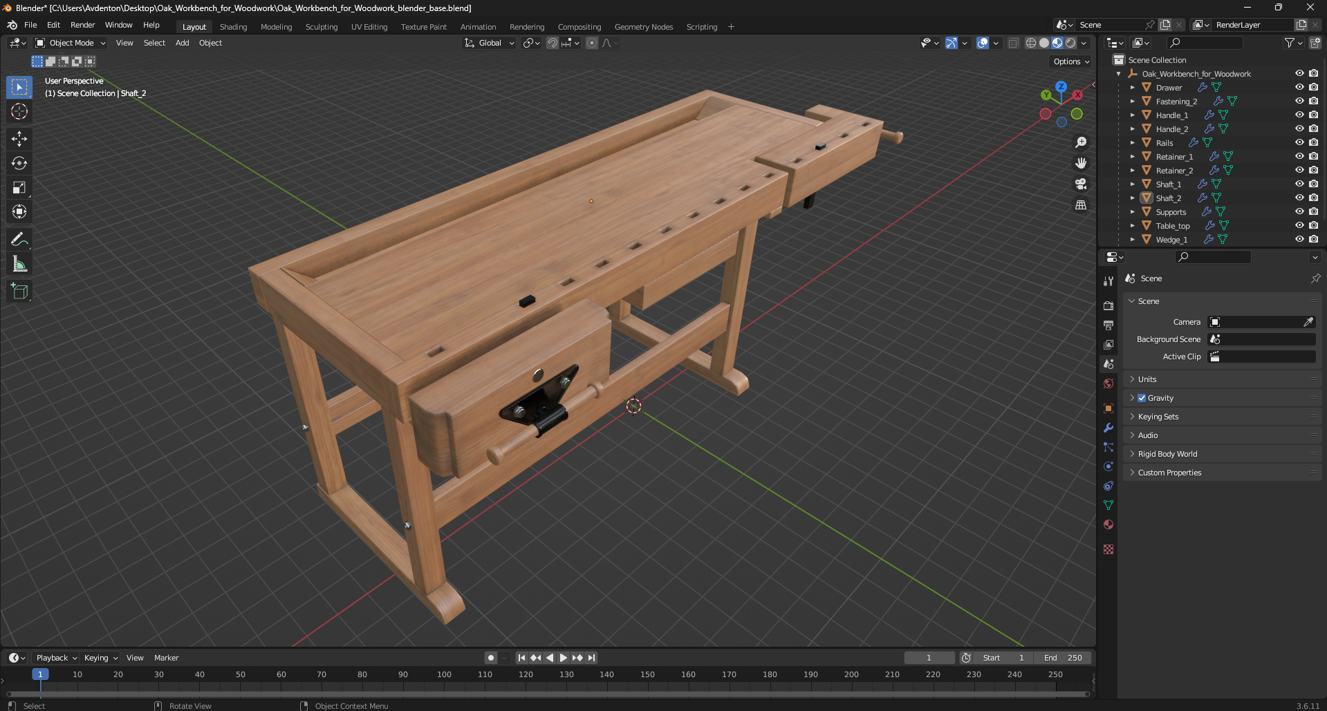 3D Oak Workbench for Woodwork