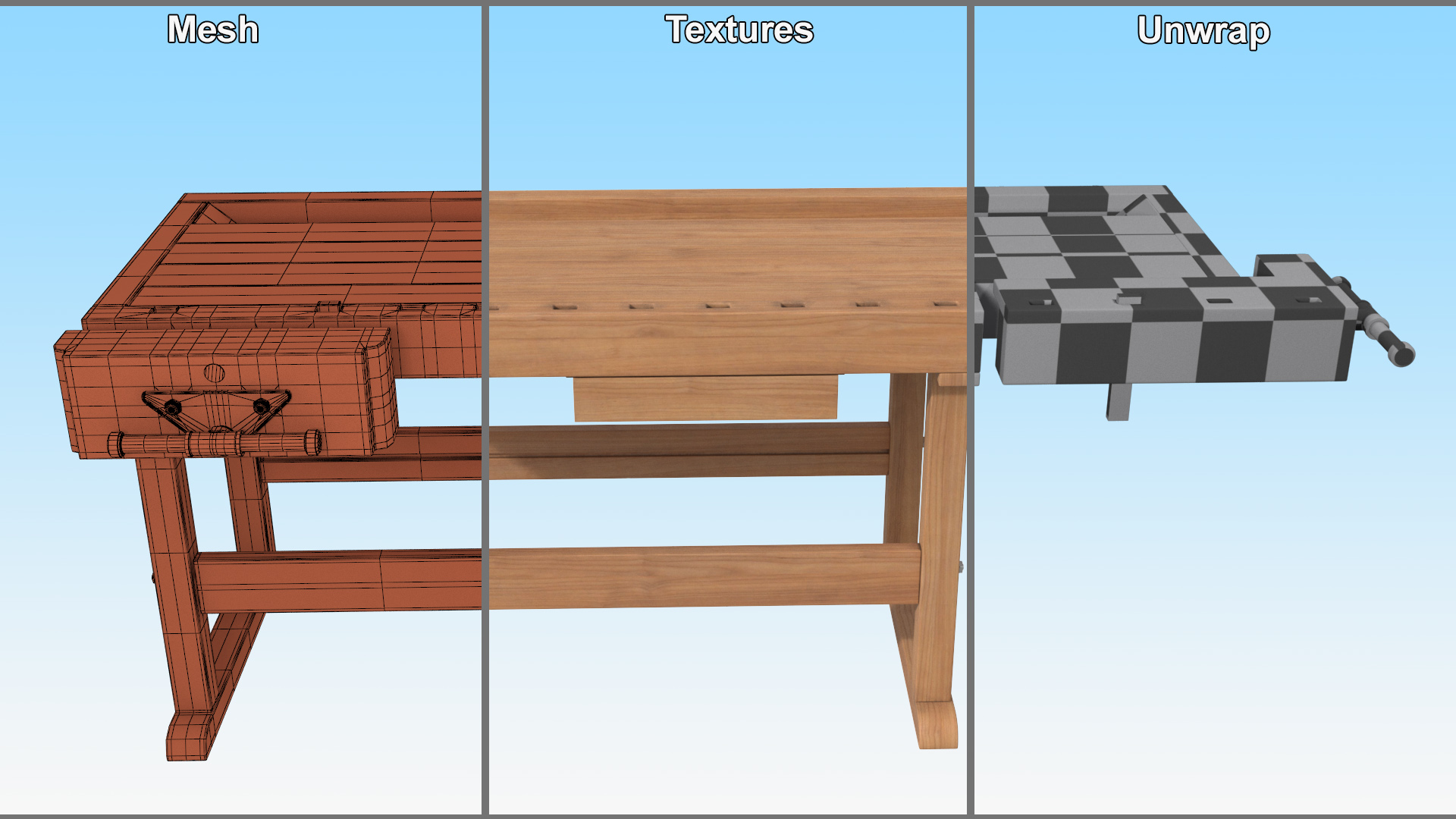 3D Oak Workbench for Woodwork
