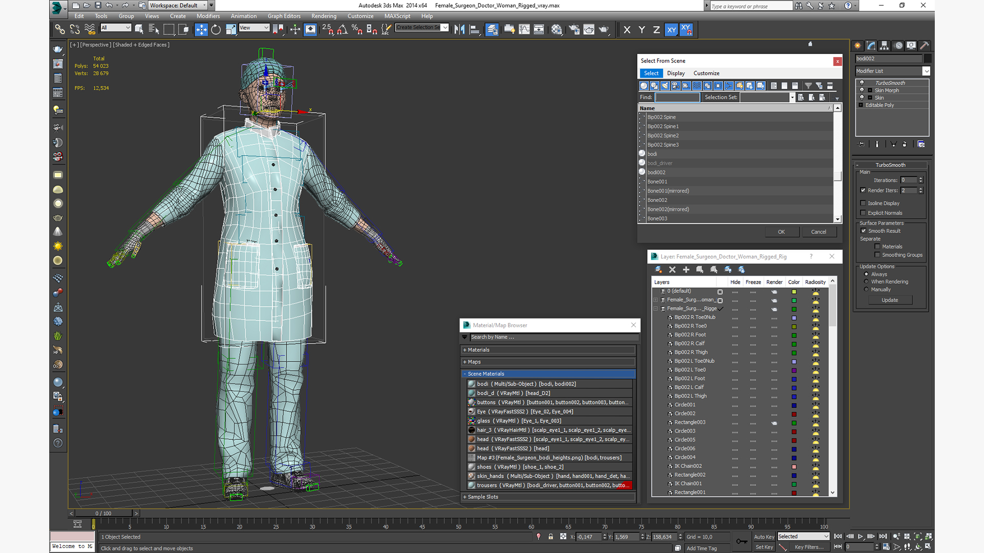 Female Surgeon Doctor Woman Rigged 3D model
