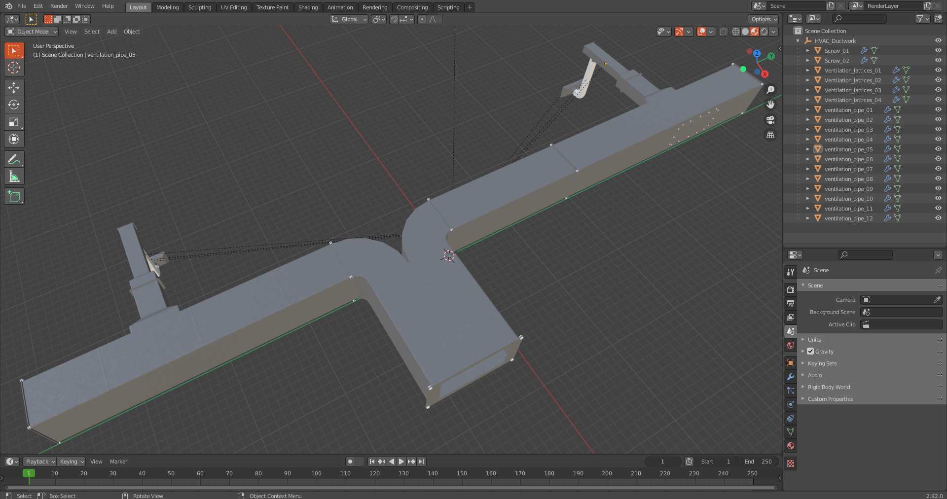 3D HVAC Ductwork model