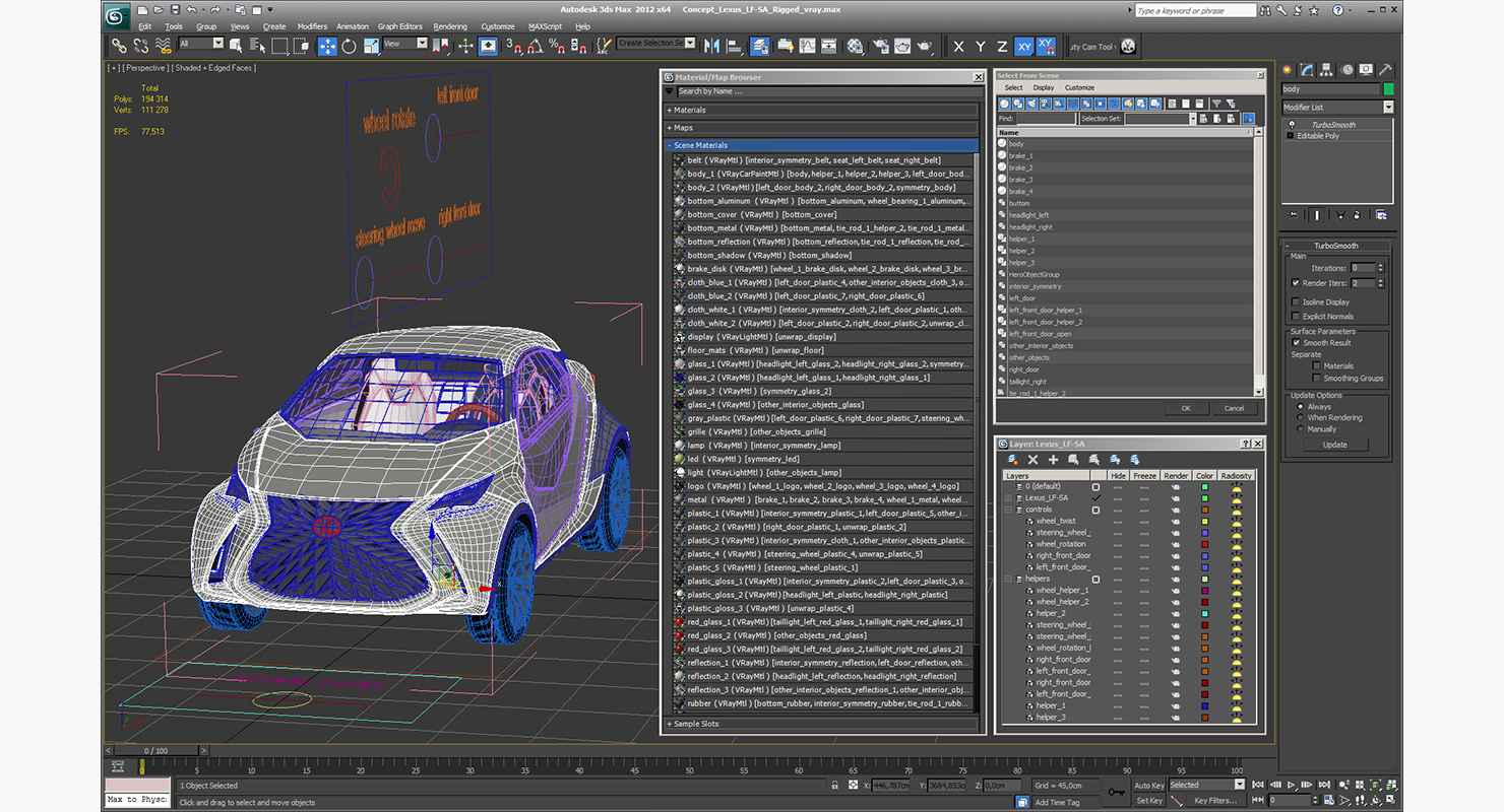 3D Concept Lexus LF-SA Rigged