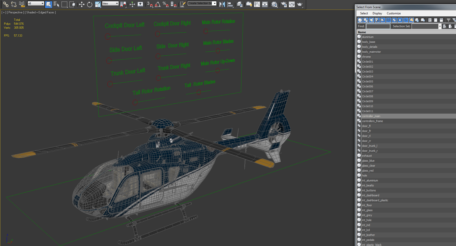 3D Civil Helicopter Eurocopter EC 135 Rigged