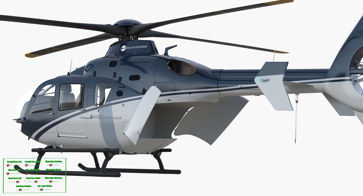 3D Civil Helicopter Eurocopter EC 135 Rigged