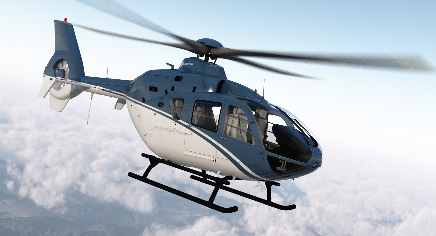 3D Civil Helicopter Eurocopter EC 135 Rigged