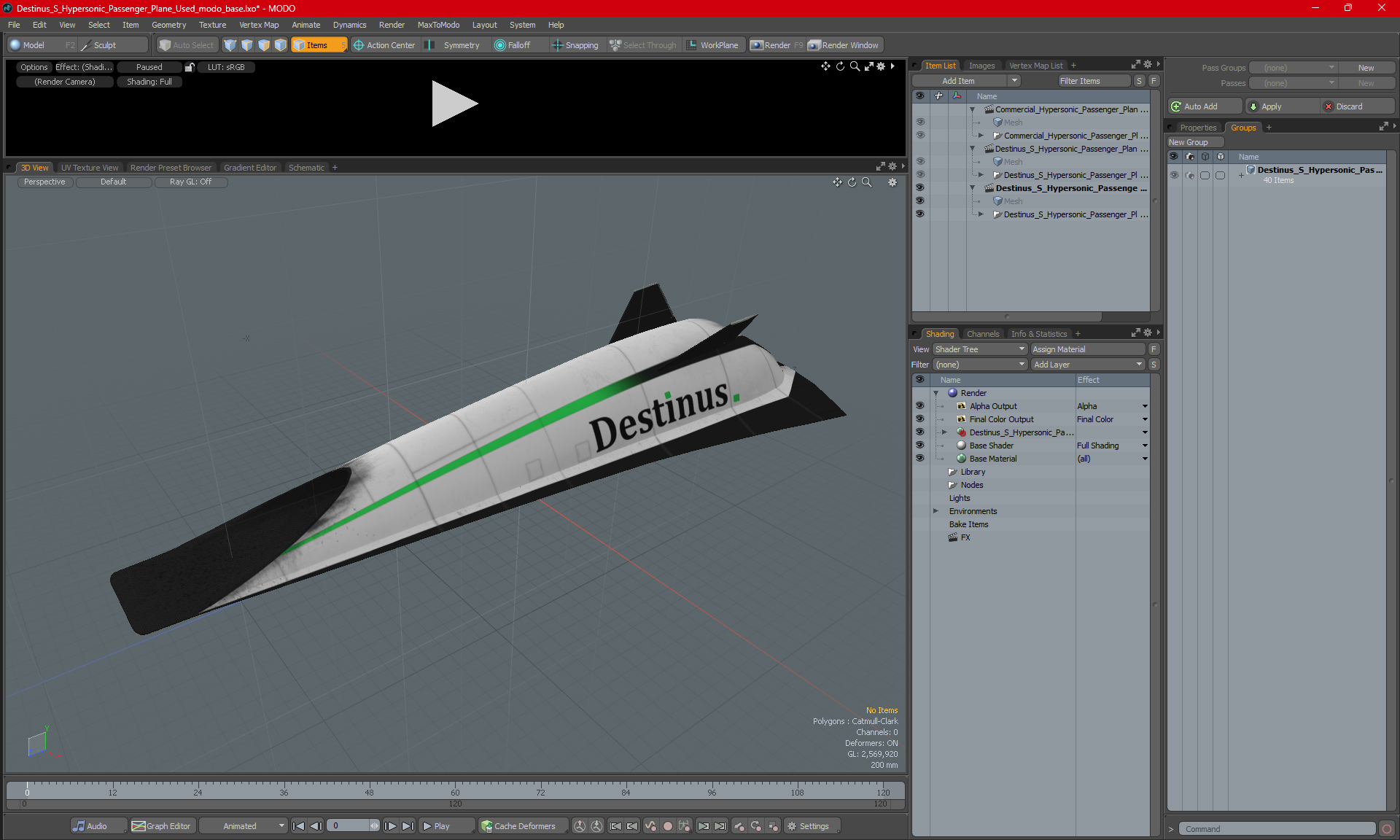 Destinus S Hypersonic Passenger Plane Used 3D