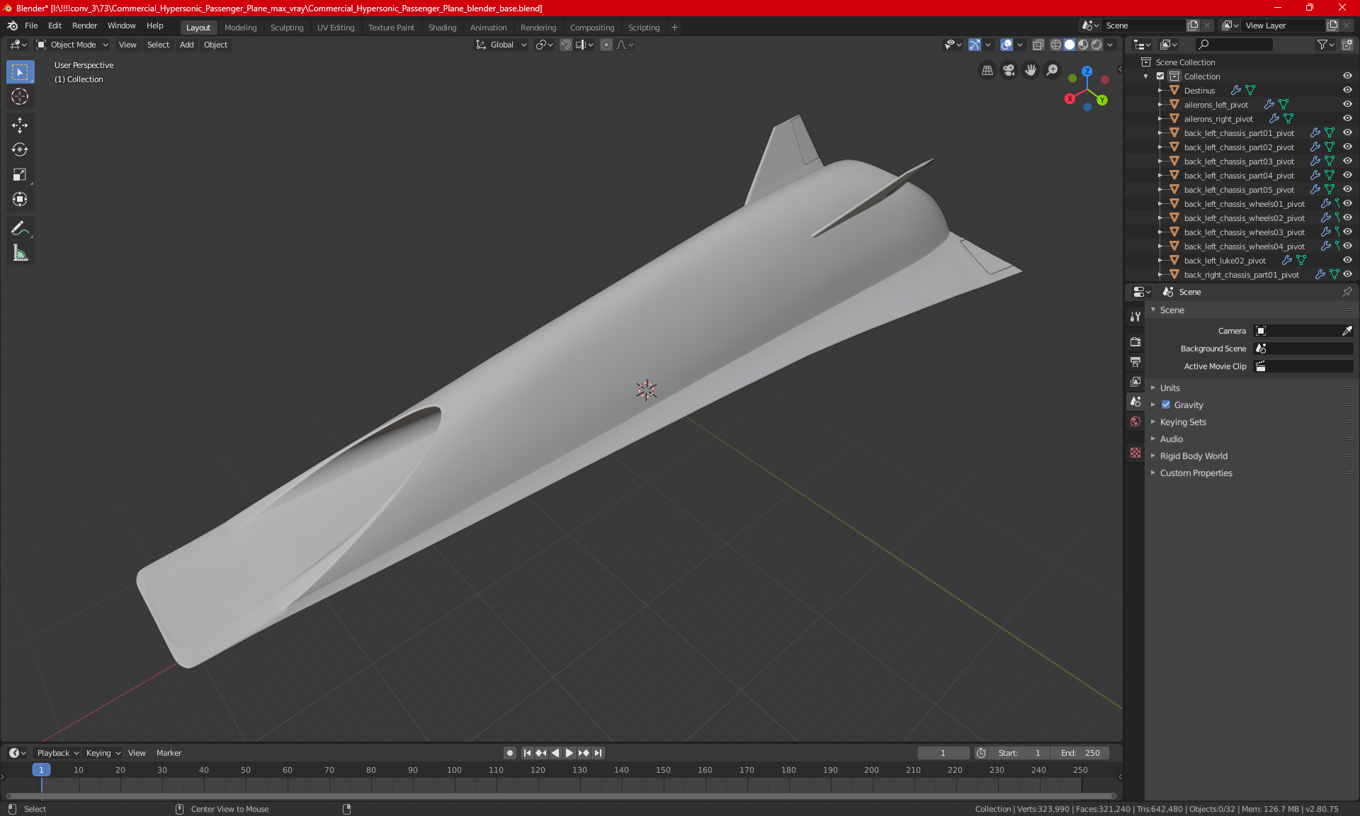 Destinus S Hypersonic Passenger Plane Used 3D