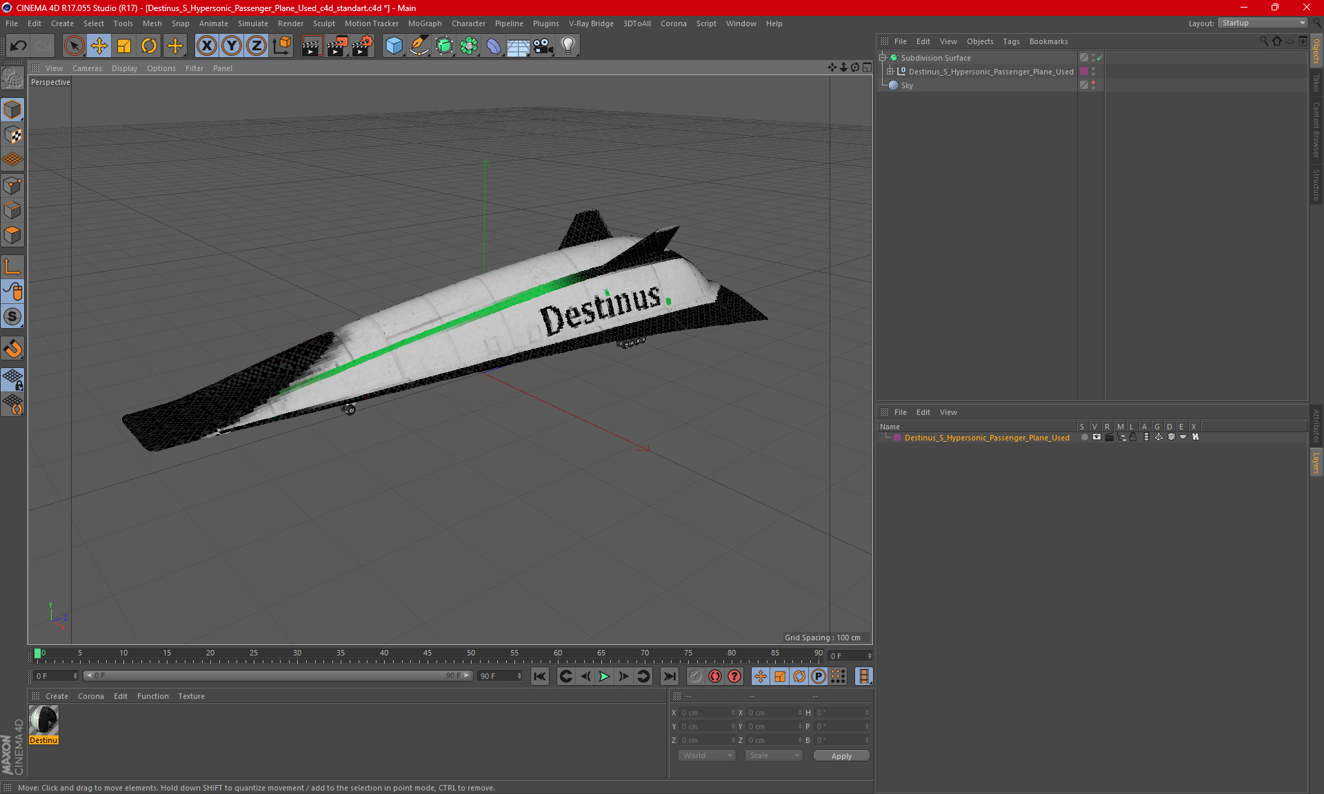 Destinus S Hypersonic Passenger Plane Used 3D