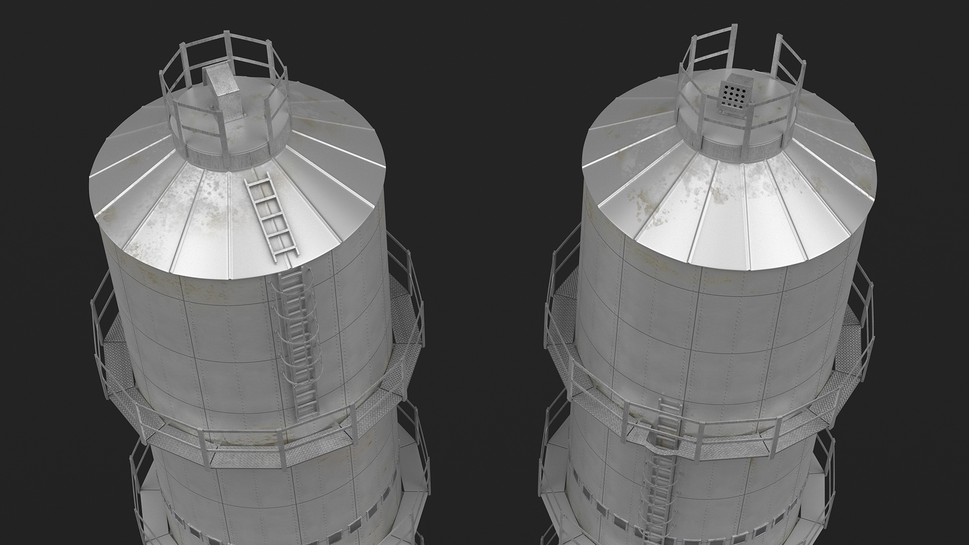 Industrial Silo with External Staircase 3D model