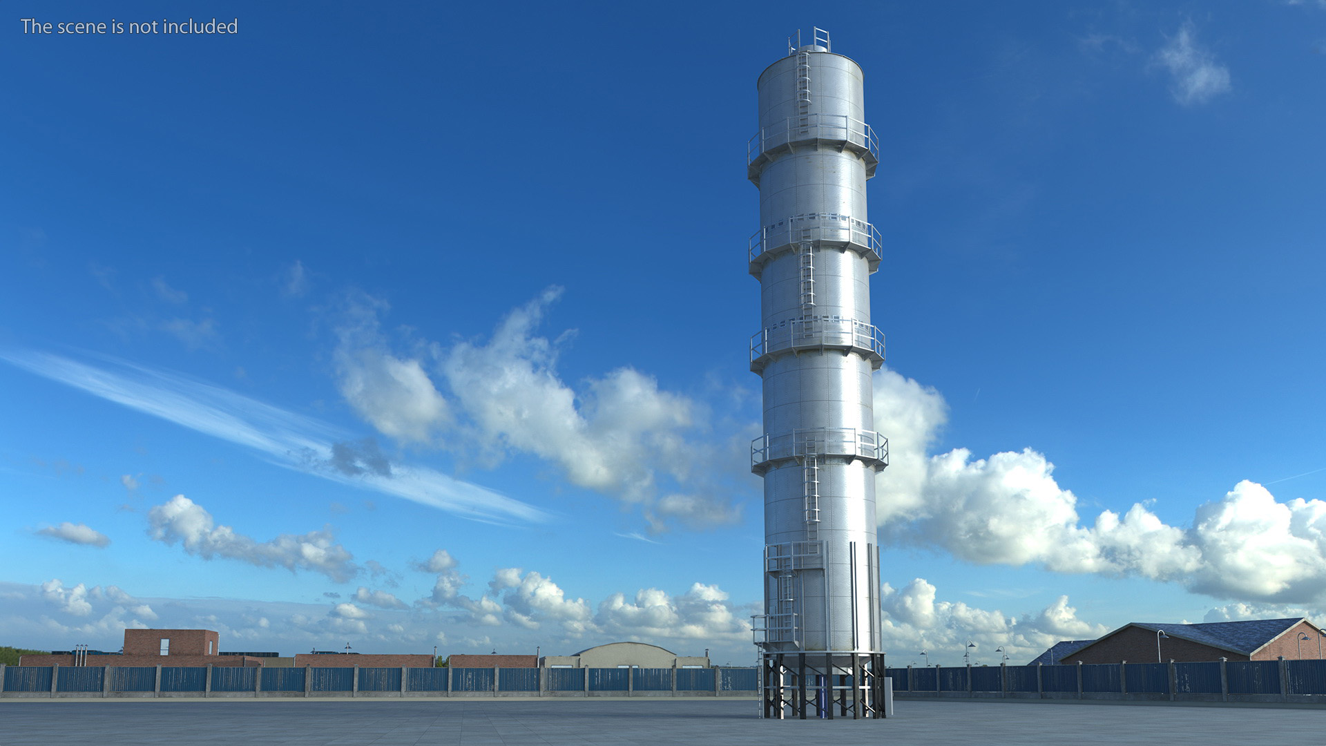 Industrial Silo with External Staircase 3D model