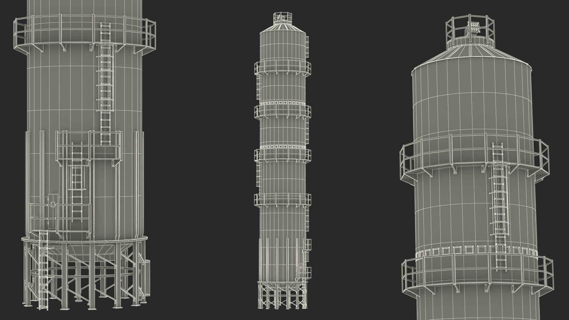 Industrial Silo with External Staircase 3D model