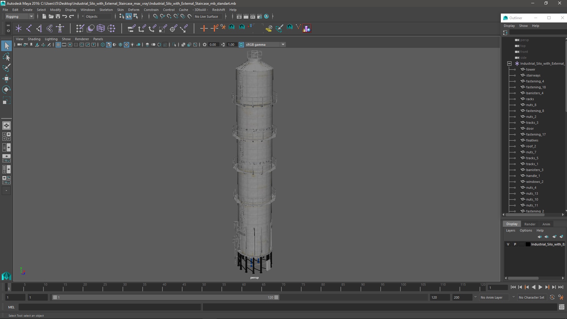 Industrial Silo with External Staircase 3D model