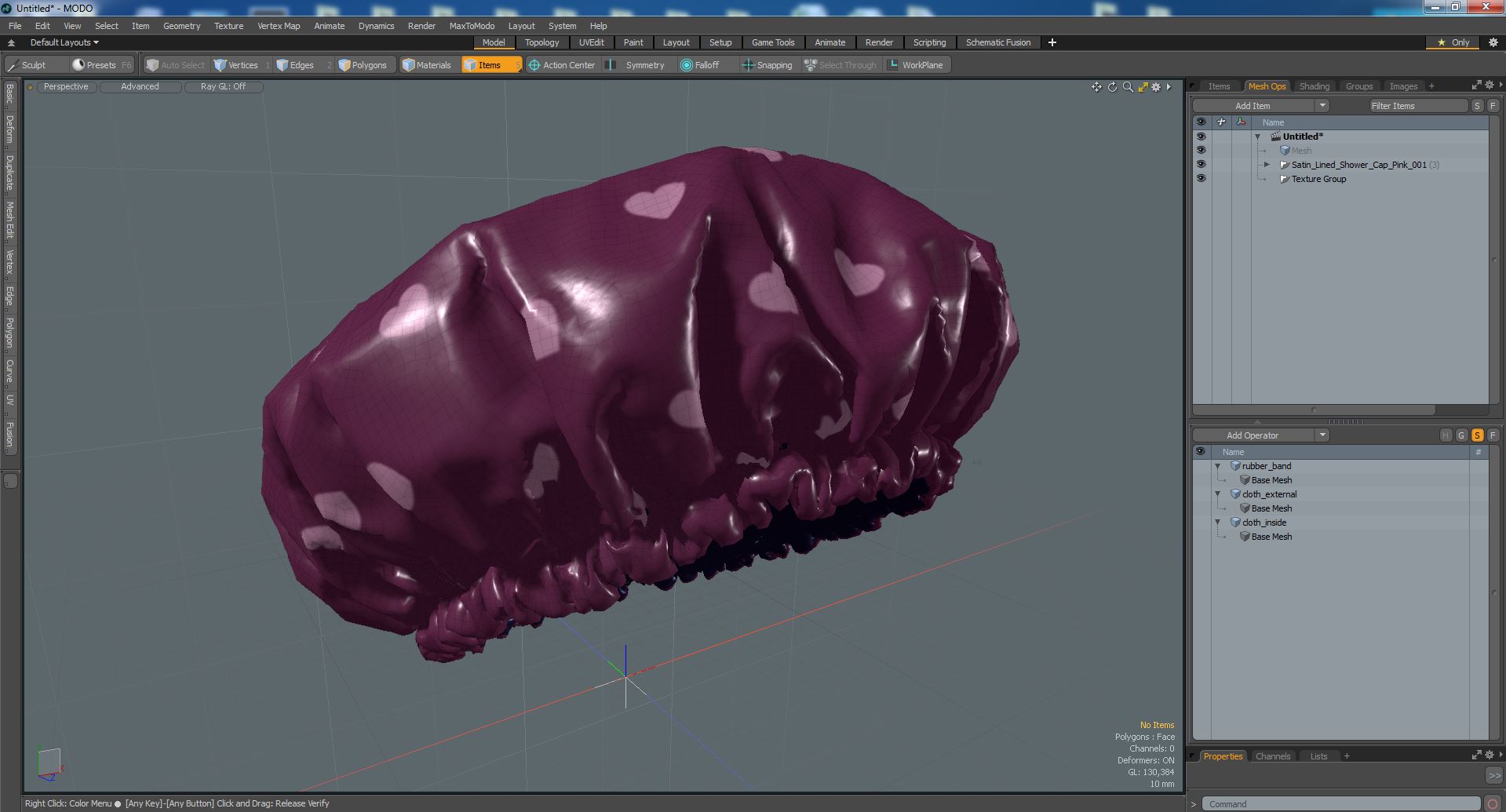 Satin Lined Shower Cap Pink 3D