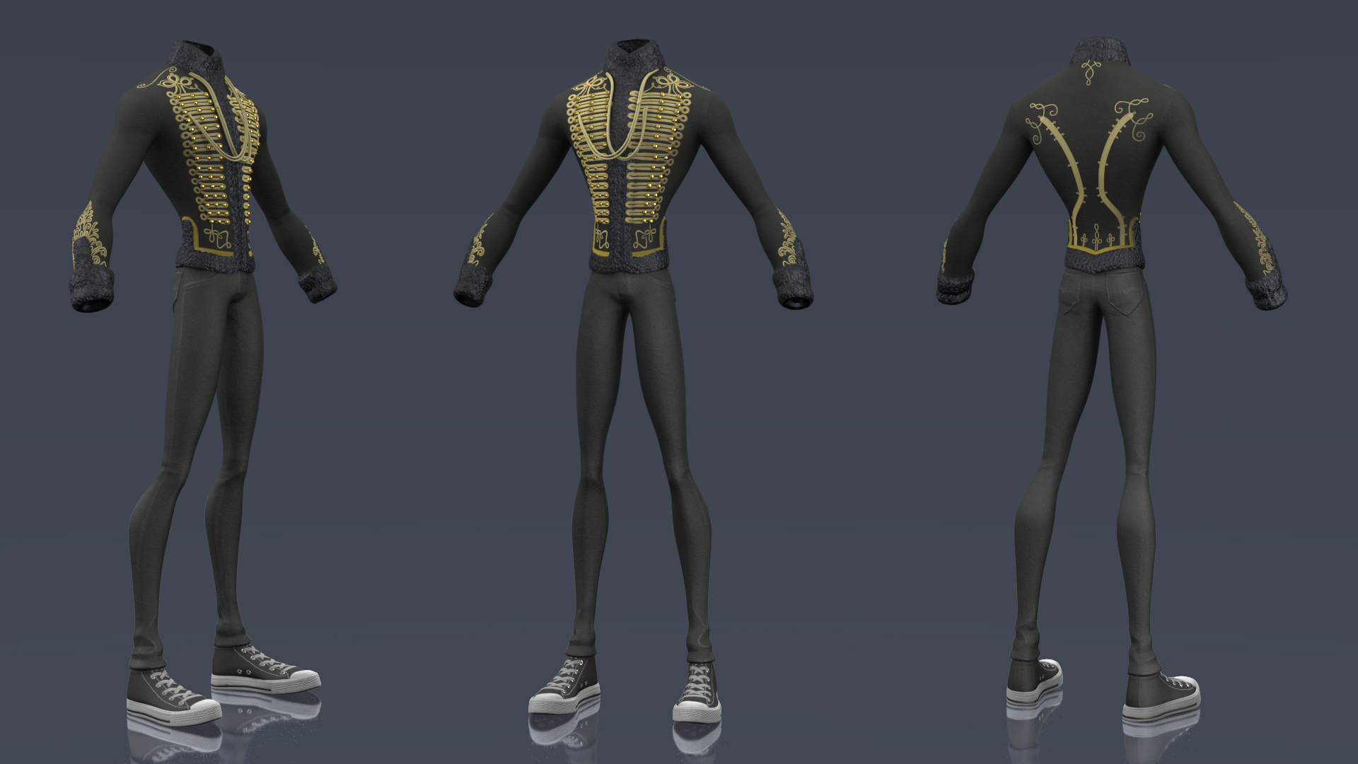 3D Cartoon Style Cavalry Jacket and Pants model