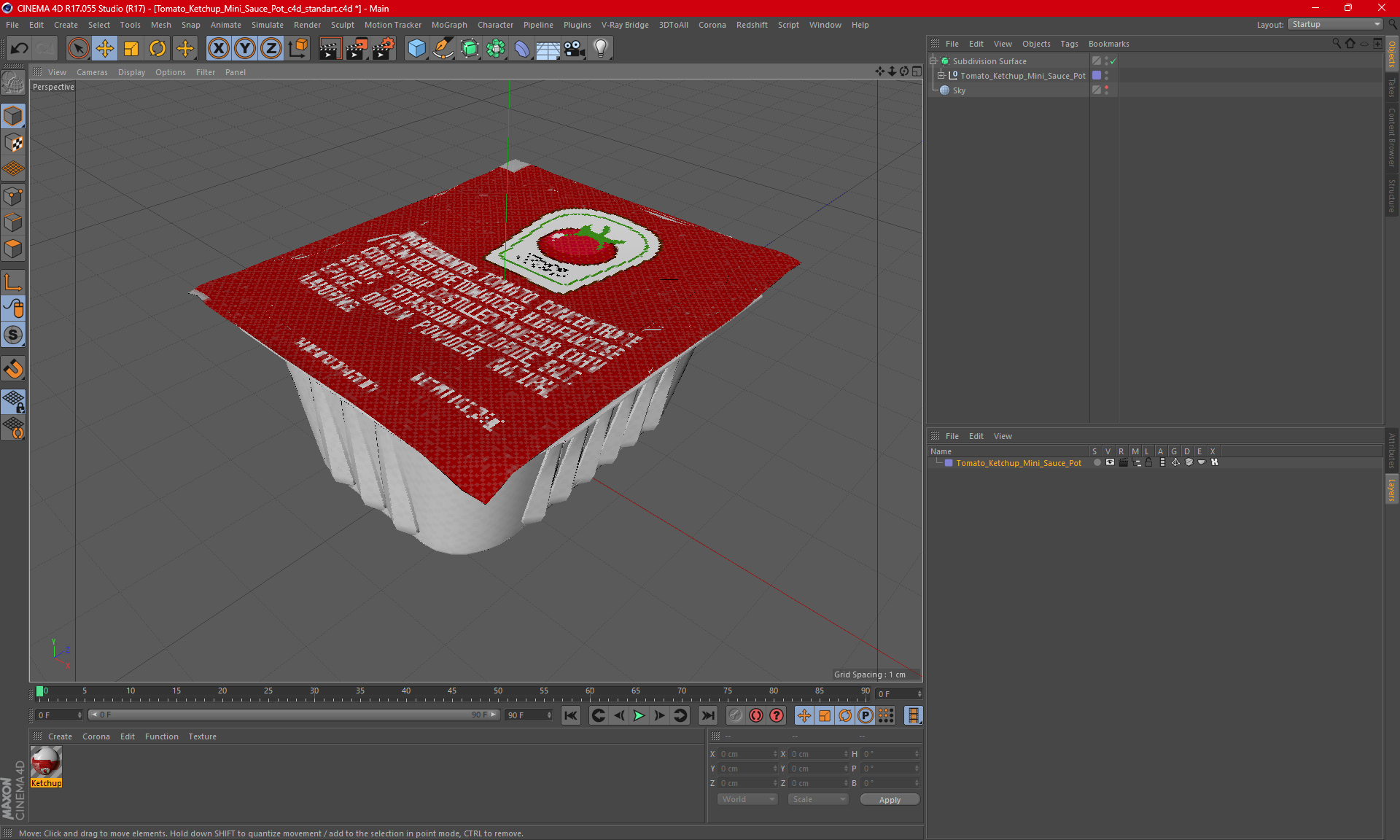 Tomato Ketchup Mini Sauce Pot 3D model