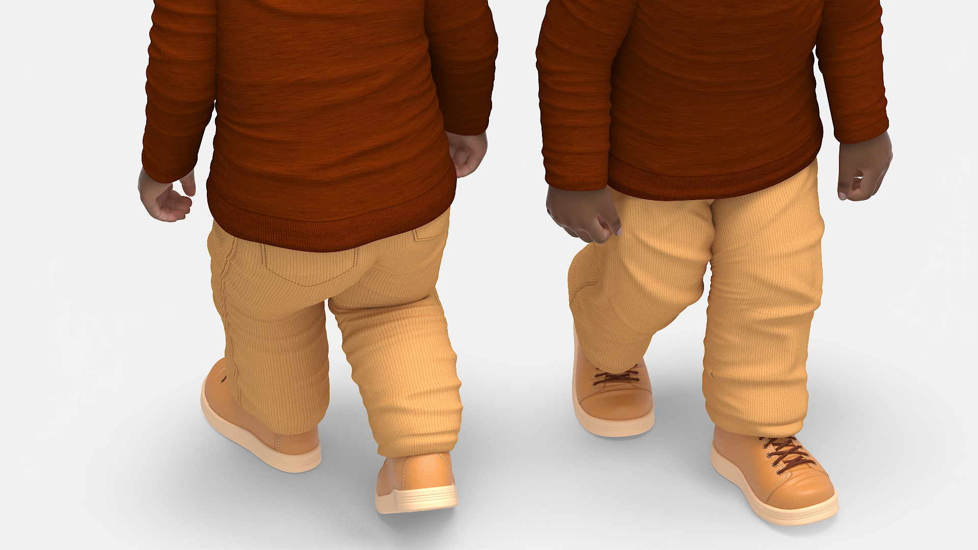3D model African Baby Boy Outdoor Autumn Style Walking