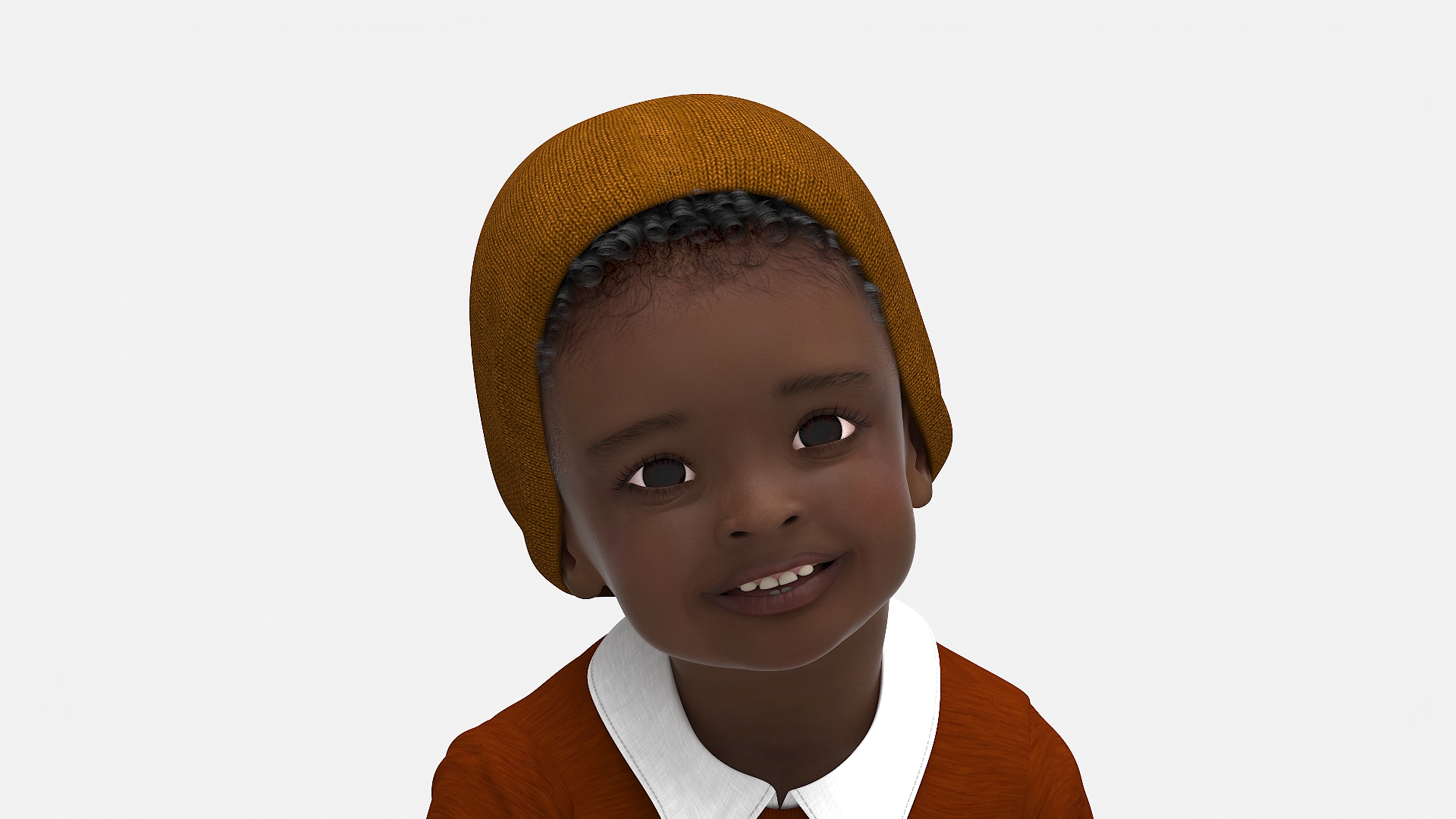 3D model African Baby Boy Outdoor Autumn Style Walking