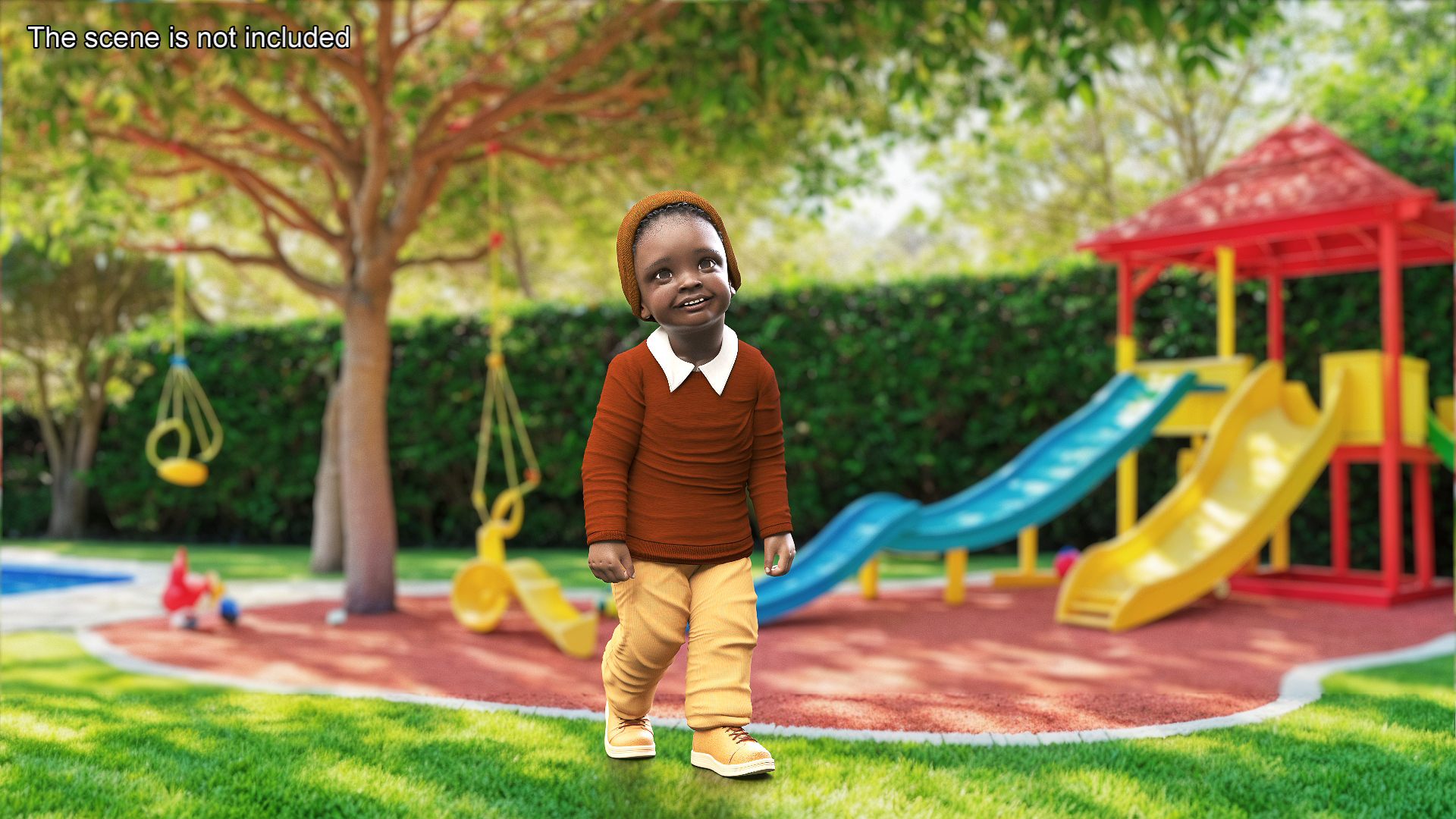 3D model African Baby Boy Outdoor Autumn Style Walking