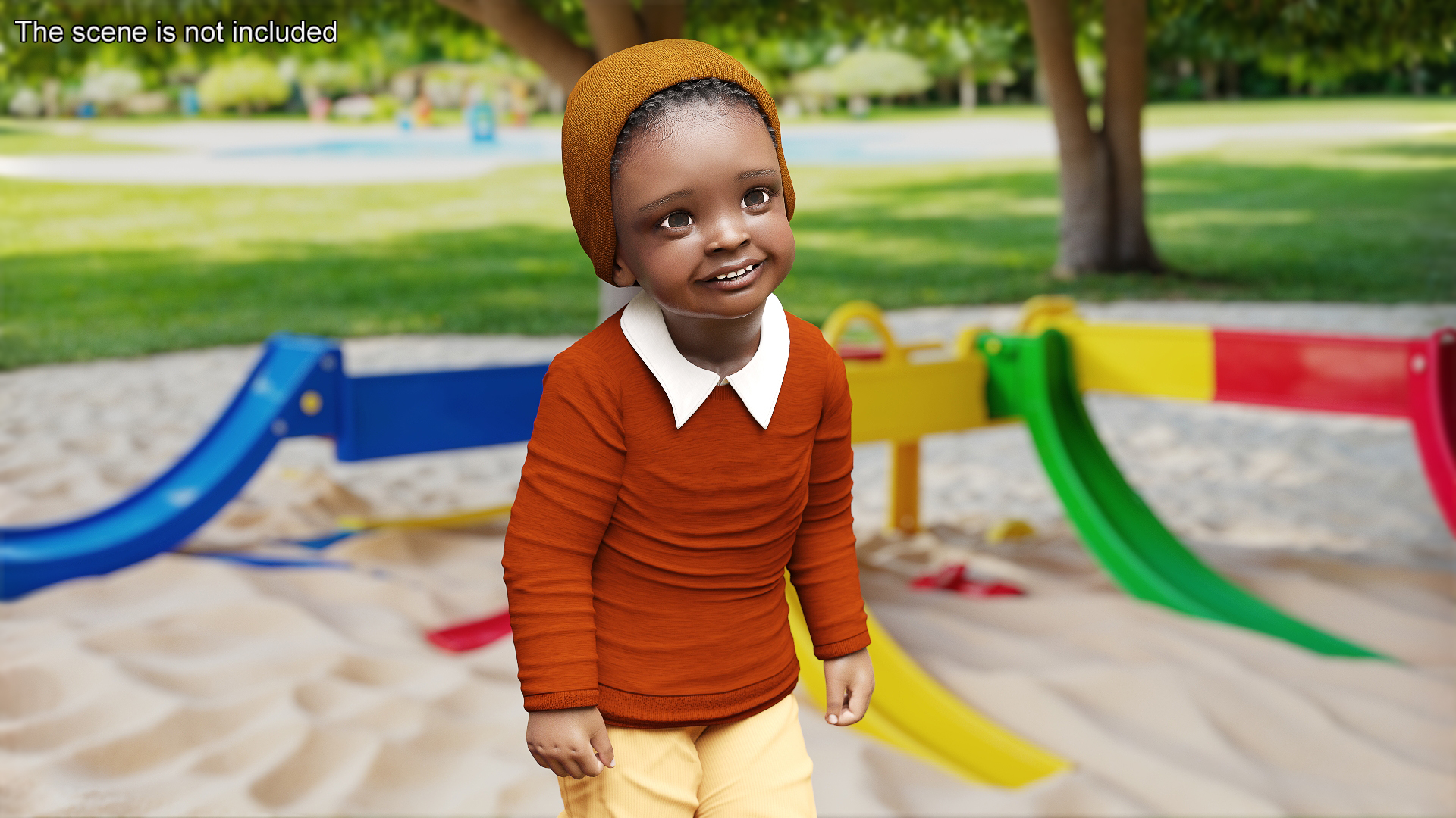 3D model African Baby Boy Outdoor Autumn Style Walking