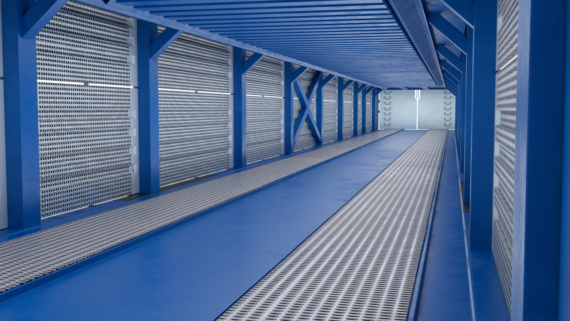 3D Autorack Railroad Car Blue