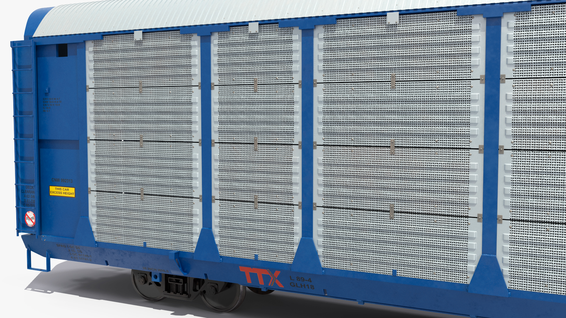 3D Autorack Railroad Car Blue